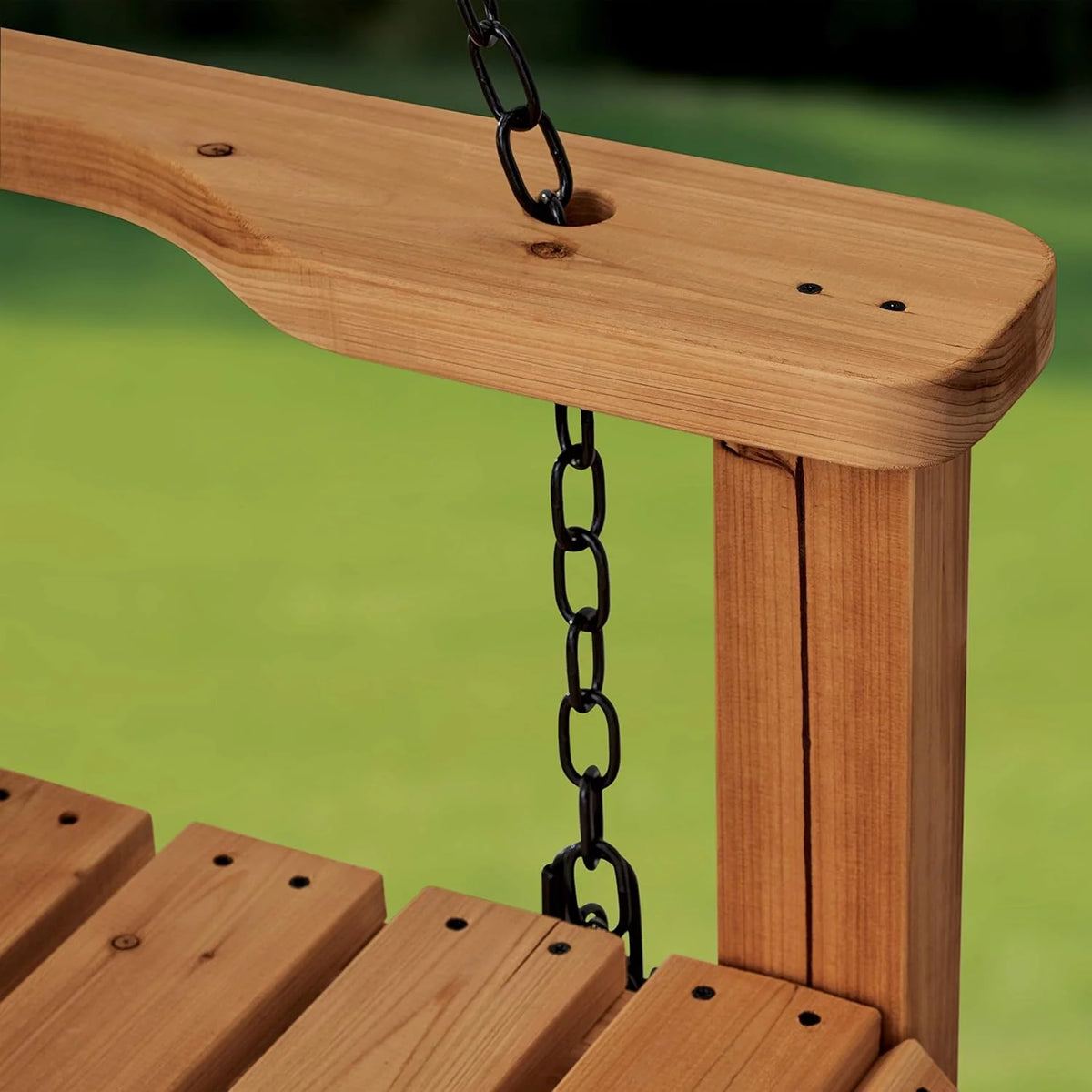 Backyard Discovery 55 Cedar Wood Farmhouse Outdoor Porch Swing Bench with Two-Person Seating. Durable Hanging Chains. Water-Resistant. Heavy-Duty 600 Lbs Weight Capacity for Patio. Deck. Garden