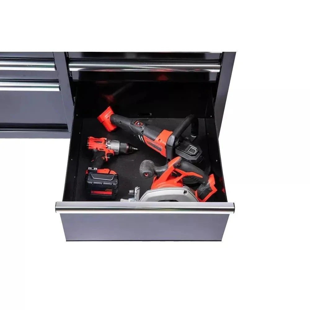 46-Inch W x 24-Inch D 9-Drawer Deep Tool Chest Mobile Workbench. Gloss Black