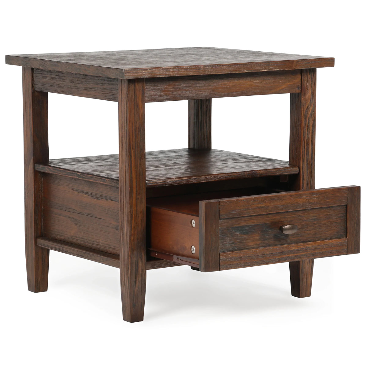 20 Inch Wide Solid Wood Rectangle End Table. Transitional Side Table