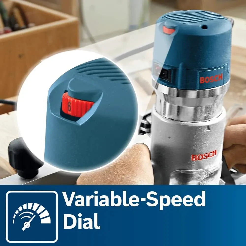 12-Amp 2.25 HP Wood Router Combo Kit with Plunge Router. Fixed Base and Variable Speed