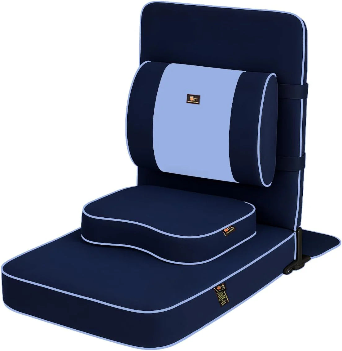 Ground chair. with backrest support | Adult yoga chair | Portable folding chair | Yoga chair with cushion and meditation pad | Black | 24x22 inches