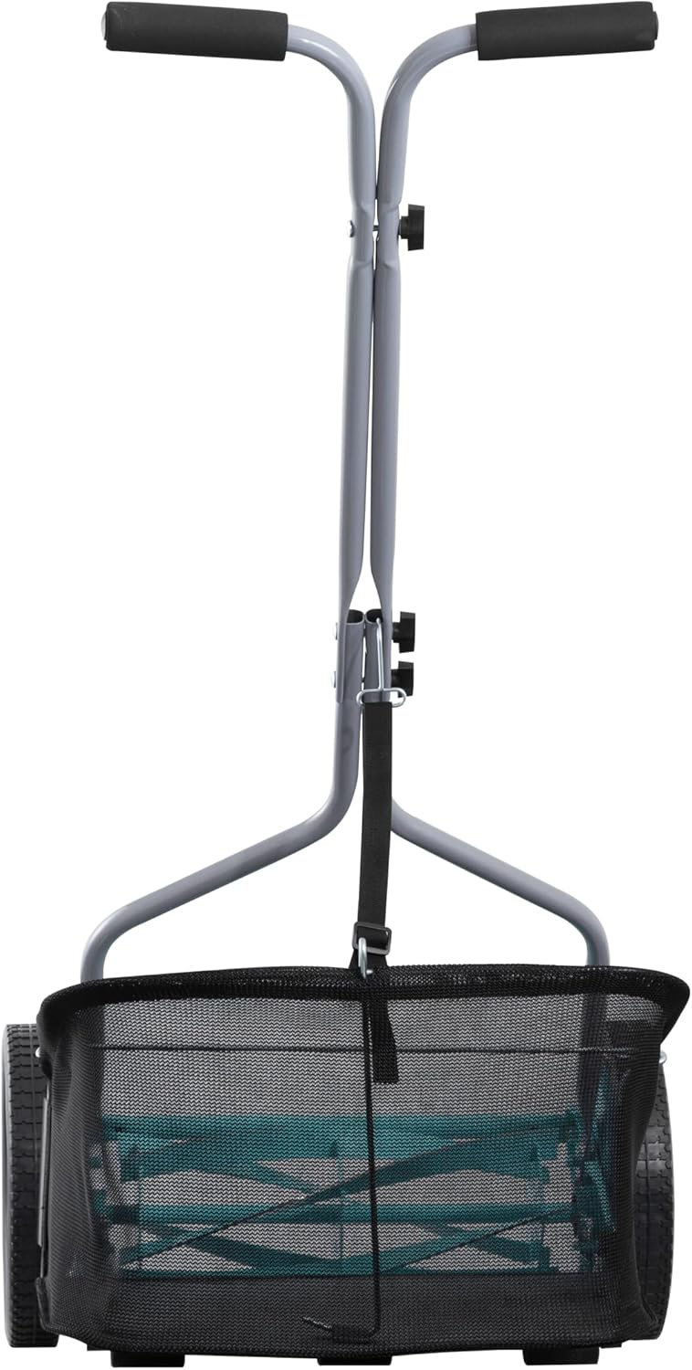 Mower Company 1725-16GC 16-inch 7-blade reel mower with grass debris collection device. designed specifically for lawns. green model