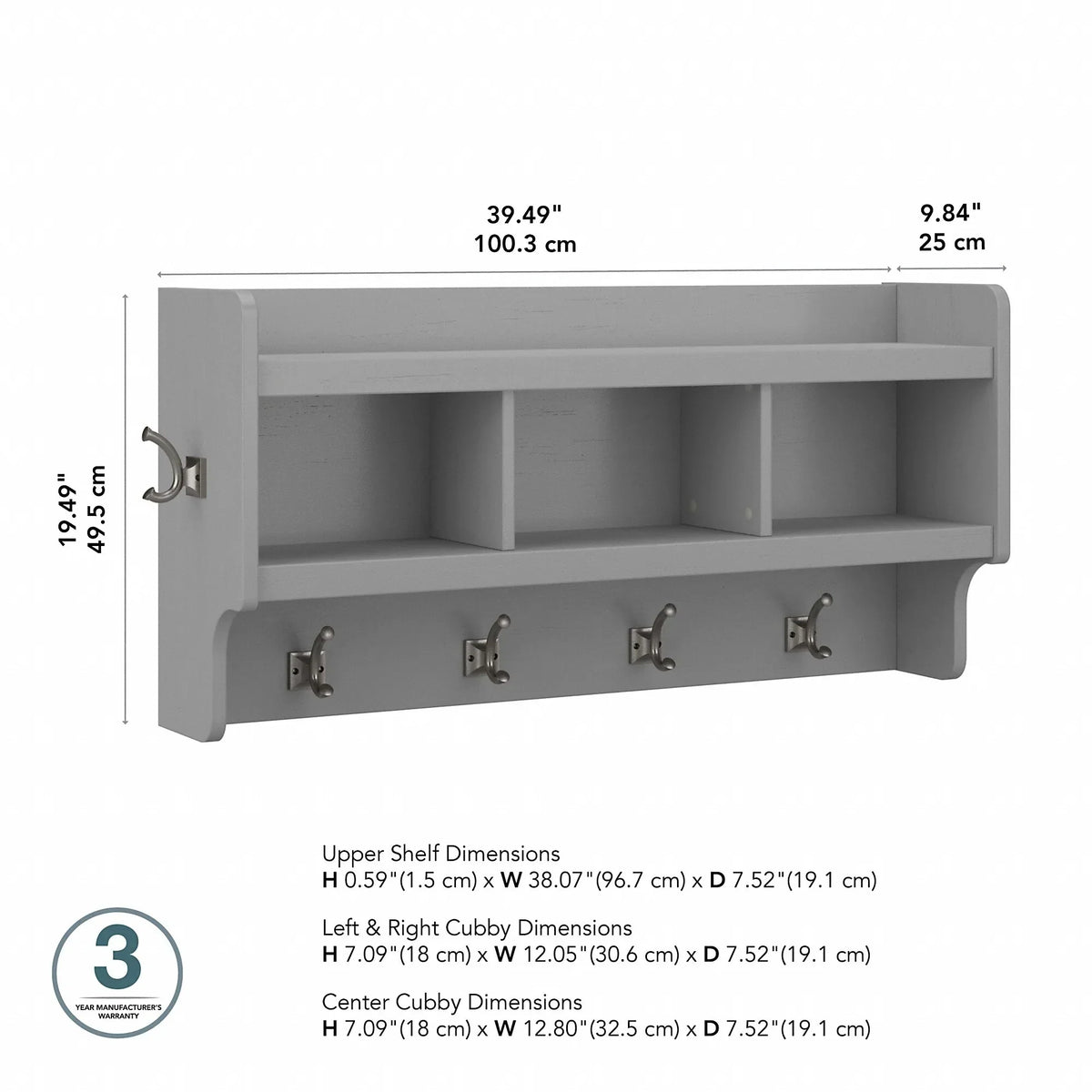 40 Inch Wall Mounted Coat Rack with Shelf. Wooden Entryway Storage and Hanging Organizer