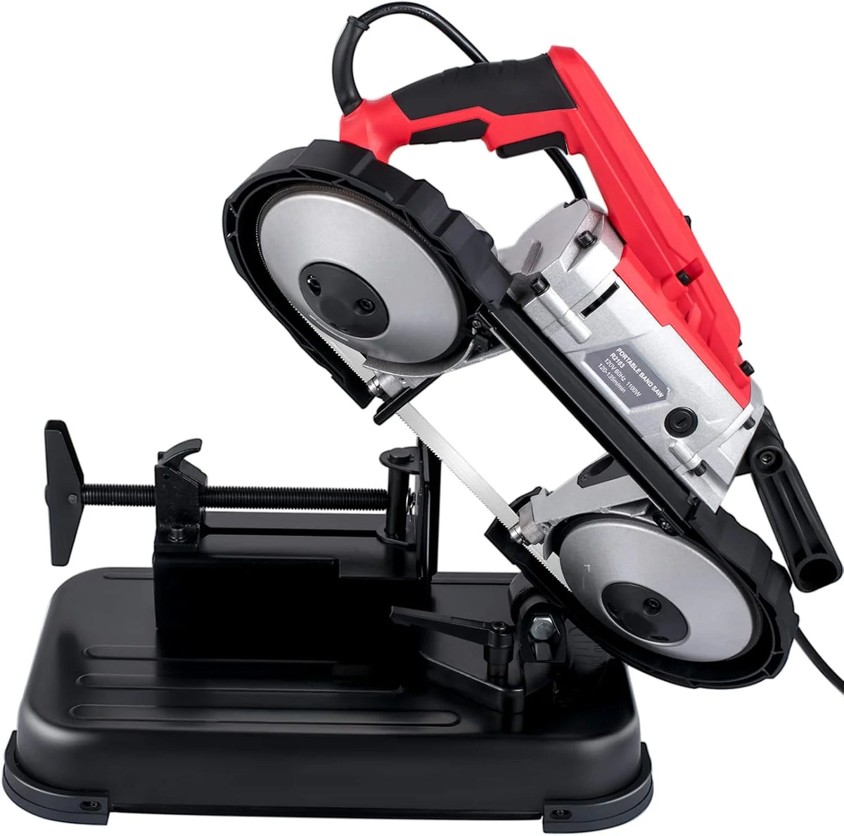 Portable Band Saw. 110V Removable Alloy Steel Base Corded Band Saw. 5 Inch Cutting Capacity Hand held Band Saw.Variable Speed Portable Bandsaw. 10Amp Motor Deep Cut Band saw for Metal Wood