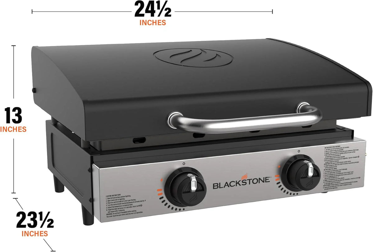 1813 Original 22 Tabletop Griddle with Hood and Stainless Steel Front Plate. Powder Coated Steel. Black