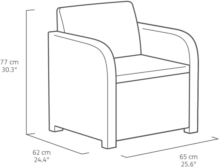 Allibert by Keter Modena Gartenmöbel Set aus Kunststoff. inkl. Sitzkissen. grau. 4-teilig. 2 Sessel. Sofa & Tisch. für Garten. Balkon & Terrasse.