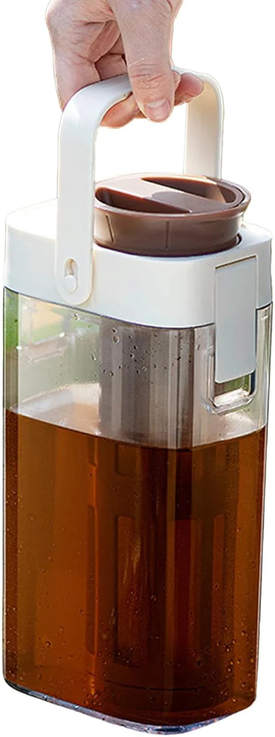 Iced Tea Pitcher. Tea Beverage Container. Leak Proof Dispenser with Transparent and Large Capacity Design for Outdoor Picnics. Parties. or Barbecues. 1 Piece