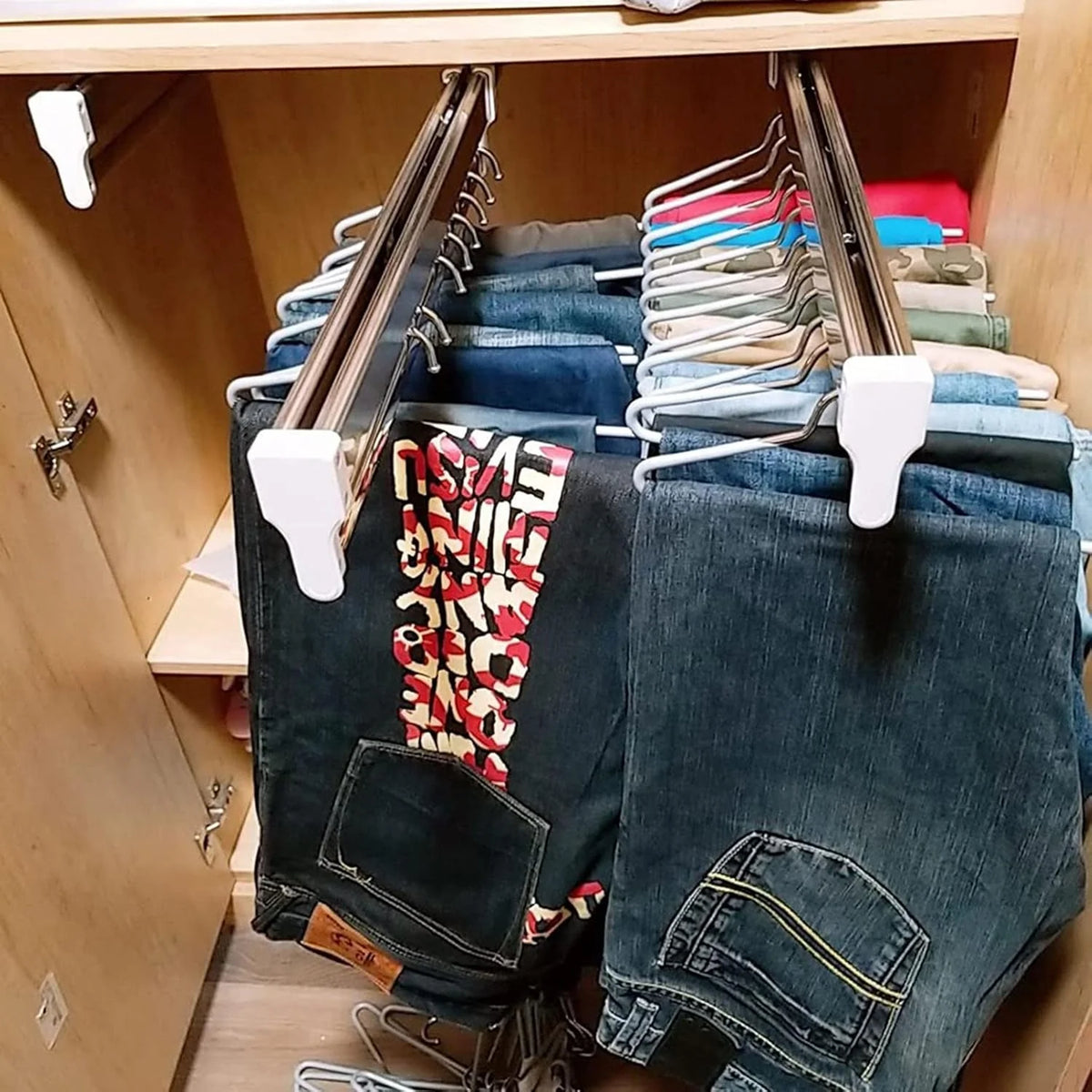 Floor-Standing Solid Wood Rotating Coat Rack .Adjustable Steel Clothes Rail - Extendable 30-80cm Garment Organizer for Closet Storage. Heavy-Duty 25kg Load Capacity. Space-Saving Hanger Rack