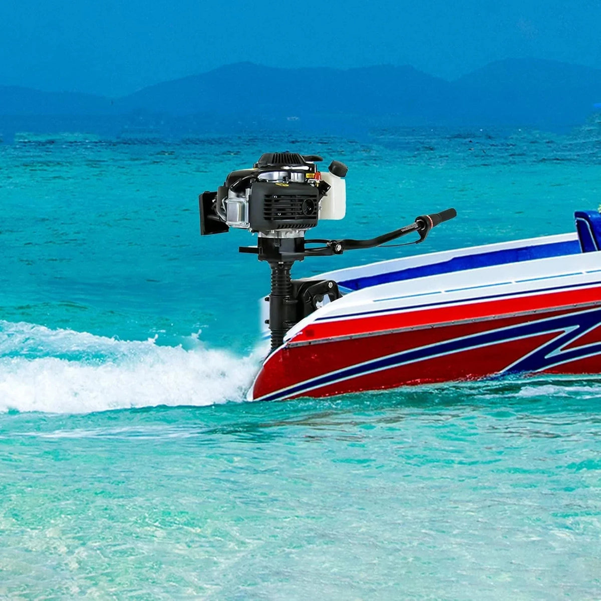 4 Stroke Outboard Motor. 4HP Heavy Duty Fishing Boat Engine with Wind Cooling CDI System. 55CC Jet Pump Boat Engine for Fishing Boats. Rubber Boats.