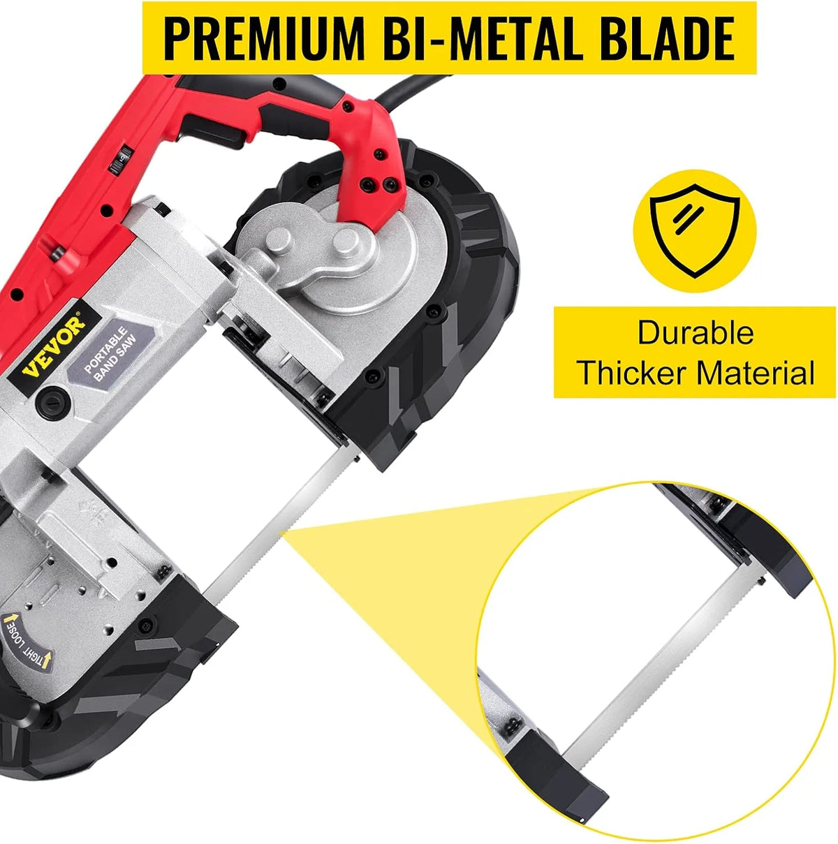 Portable Band Saw. 110V Removable Alloy Steel Base Corded Band Saw. 5 Inch Cutting Capacity Hand held Band Saw.Variable Speed Portable Bandsaw. 10Amp Motor Deep Cut Band saw for Metal Wood