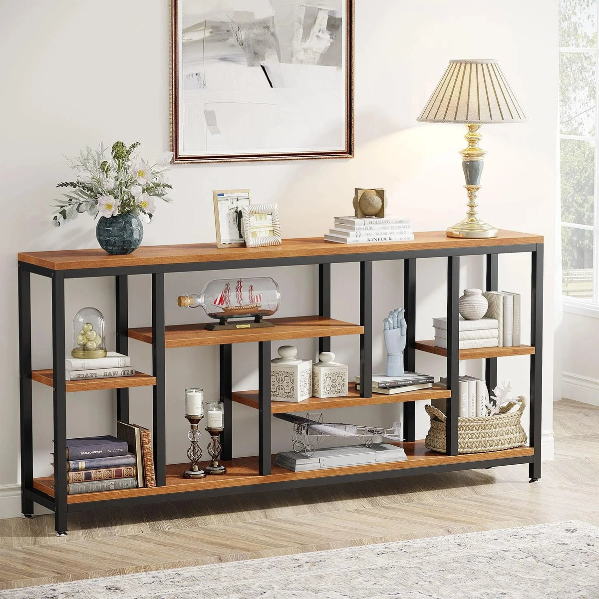 70.9 Inch Console Sofa Table with Storage. 3-Tier Entryway Table for Hallway