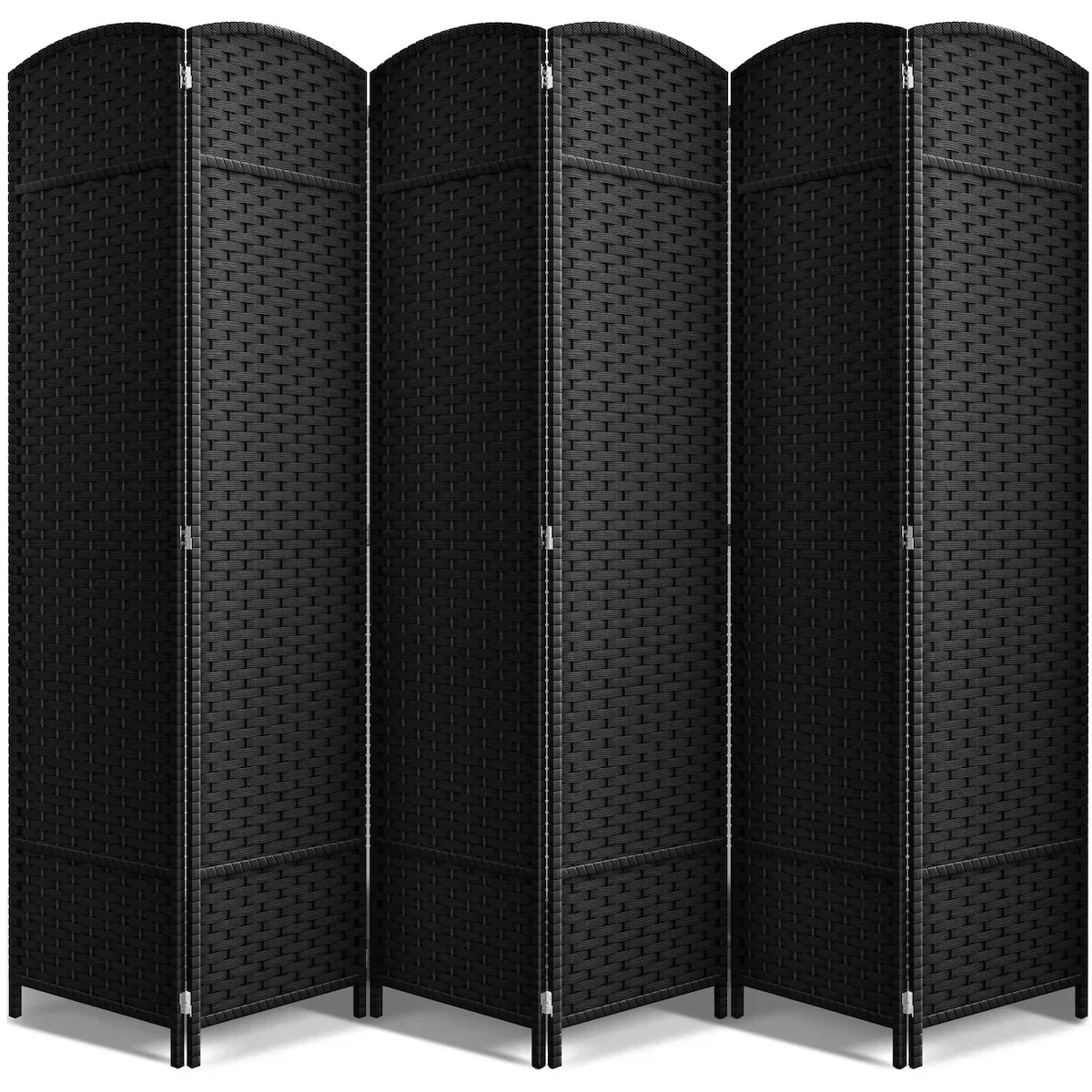 6 Panel Room Divider. 6ft Tall Extra Wide Folding Privacy Screen with Hand-Woven Mesh Panels