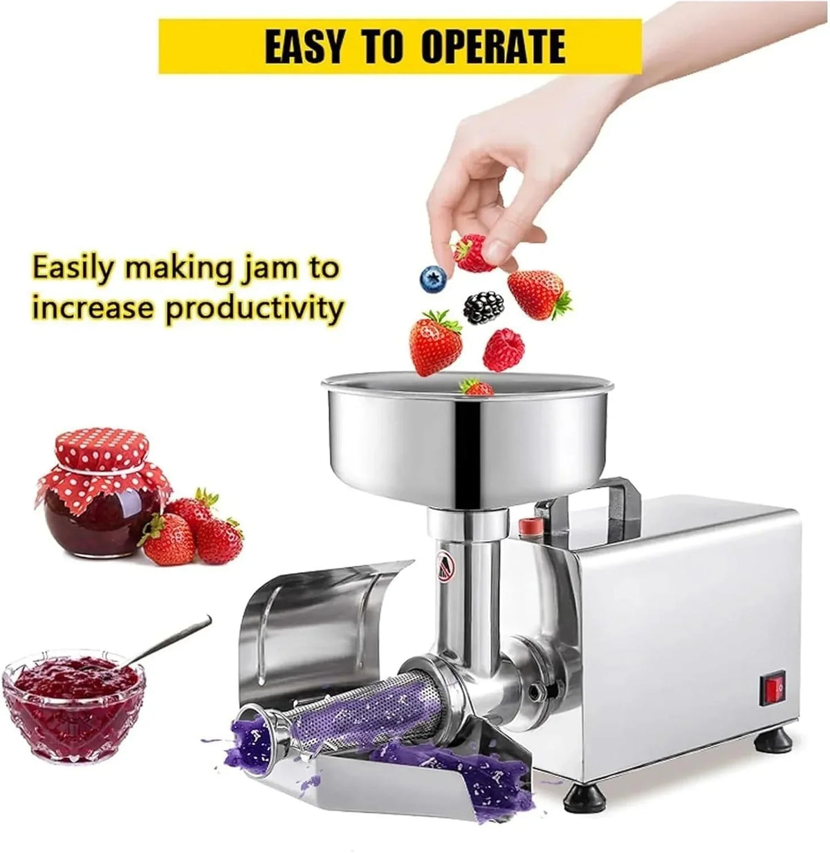 Prensa eléctrica de tomates y colador. procesador de alimentos comercial de acero inoxidable para salsa y jugo. 220 V