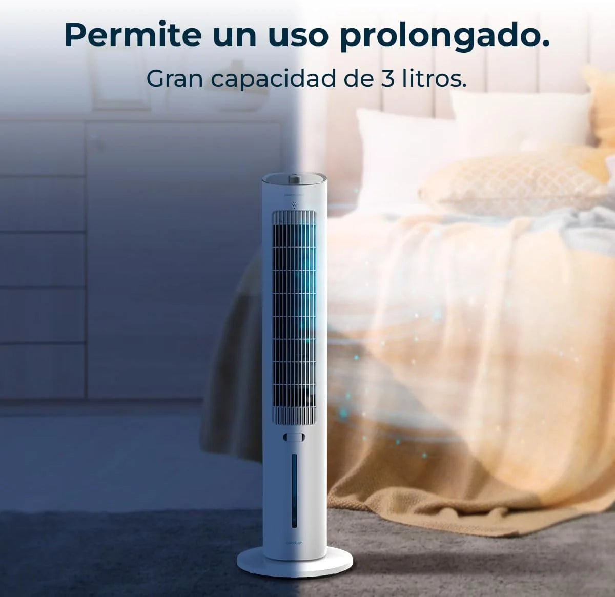 Cecotec Climatizador Evaporativo EnergySilence 2000 SkyCool. 60W. Depósito de 3L. Compatible con Aceites esenciales. 3 Velocidades. Oscilación de 50o.