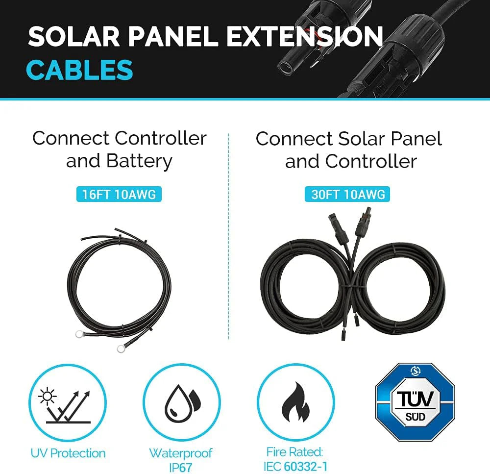 400 Watt 12 Volt Premium 4 Pcs 100W Panel+40A MPPT Charge Controller+ Bluetooth Module Fuse+ Mounting Z Brackets+Adaptor Kit +Tray Cables Set. 400W. Grid 12V Solar Power System