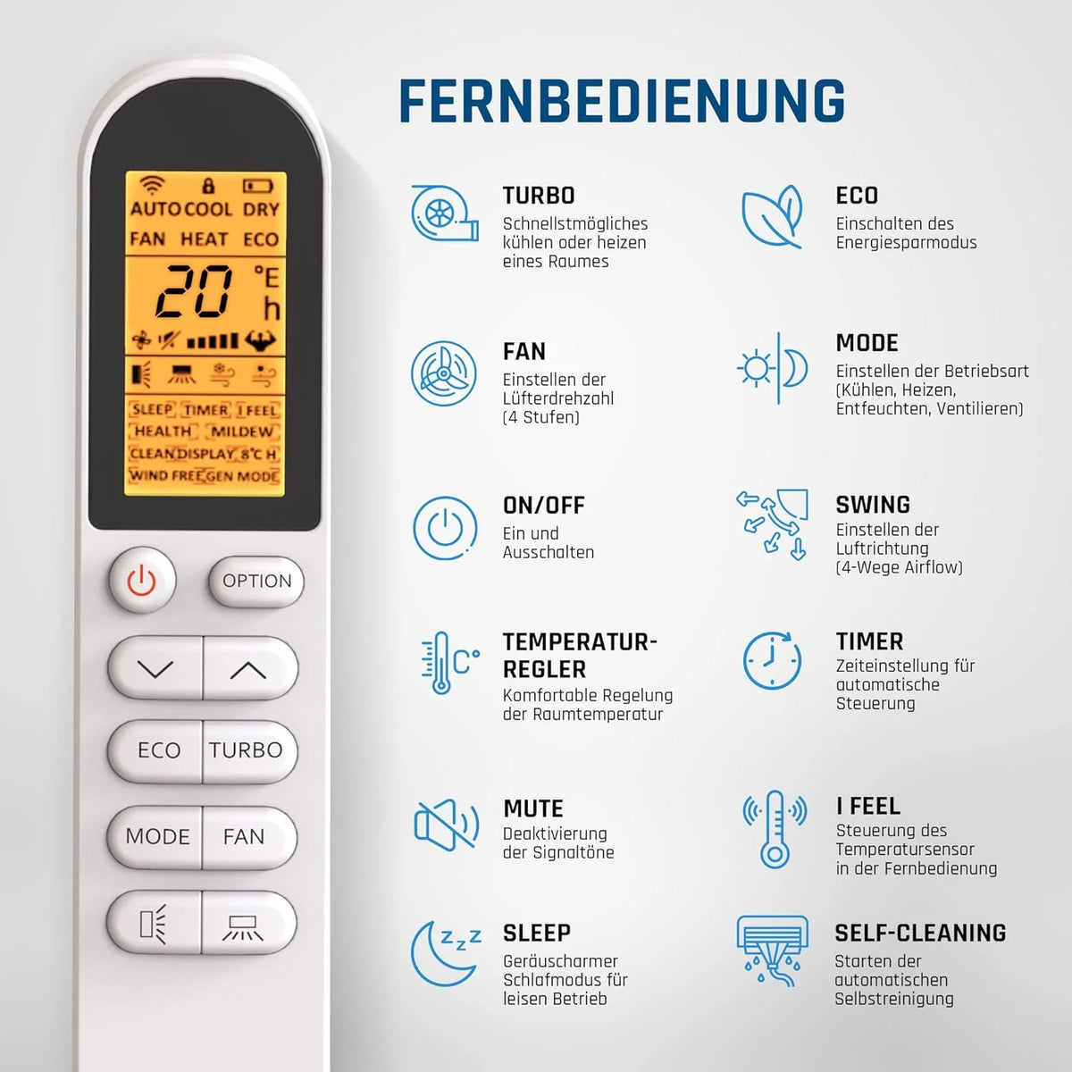 Danyon Klimaanlage Split - 12000 BTU - 3.4 kW. Selbstreinigung. leise. Smart Home. Inverter Klimagerät mit Heizfunktion. Splitgerät vorgefüllt mit R32