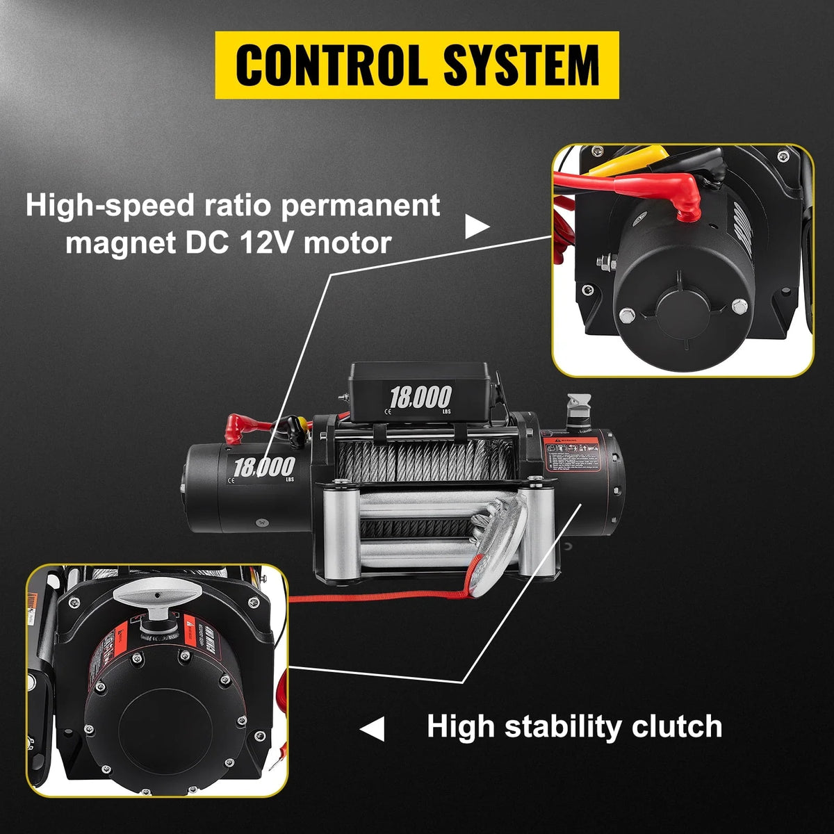 18.000 LBS Electric Winch. 12V Steel Cable Winch. Off-Road Towing Winch for ATV. UTV. Truck and Trailer