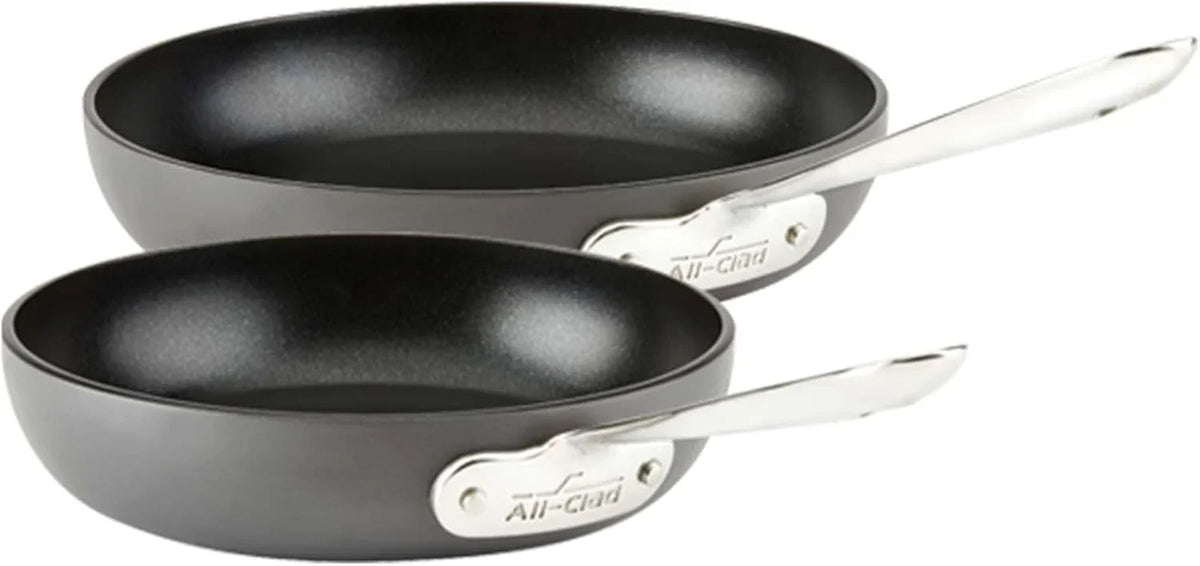 2 Piece Hard Anodized Nonstick Fry Pan Set. Durable Aluminum Skillet Cookware Set for Kitchen Cooking