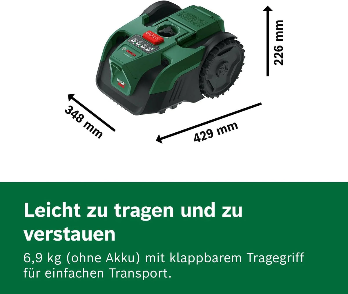 Akku-Mähroboter VISIMOW18V-100 (für Rasenflächen bis 100 m². Schnittbreite: 16 cm. Schnitthöhe: 20-60 mm. mit Ersatzmessern. inkl. Akku und Ladegerät)