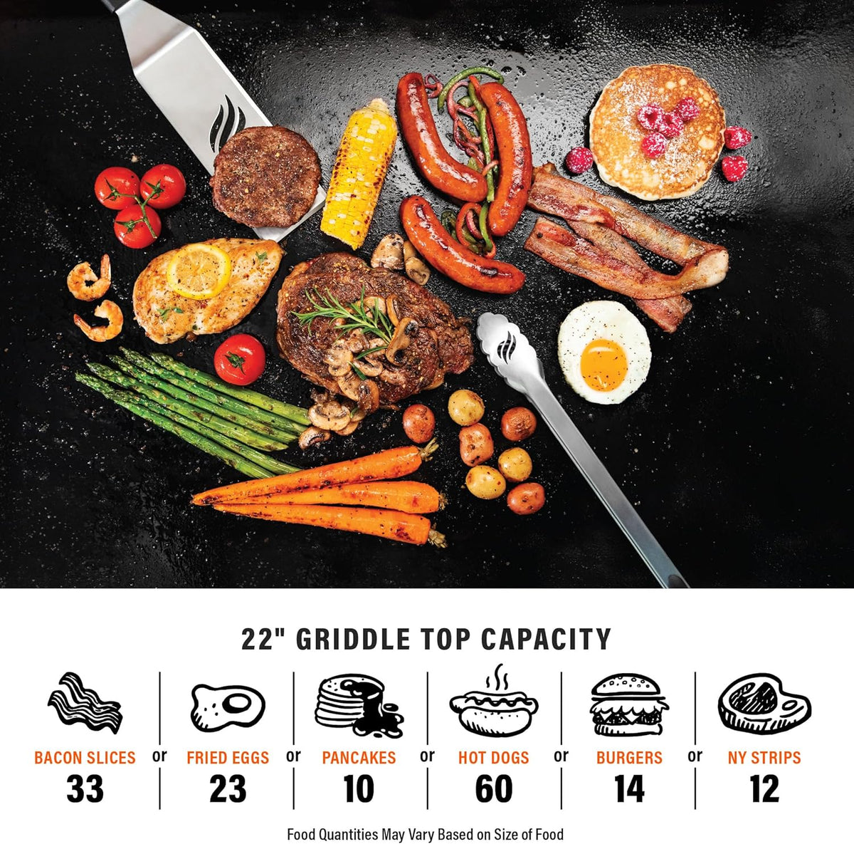 1813 Original 22 Tabletop Griddle with Hood and Stainless Steel Front Plate. Powder Coated Steel. Black