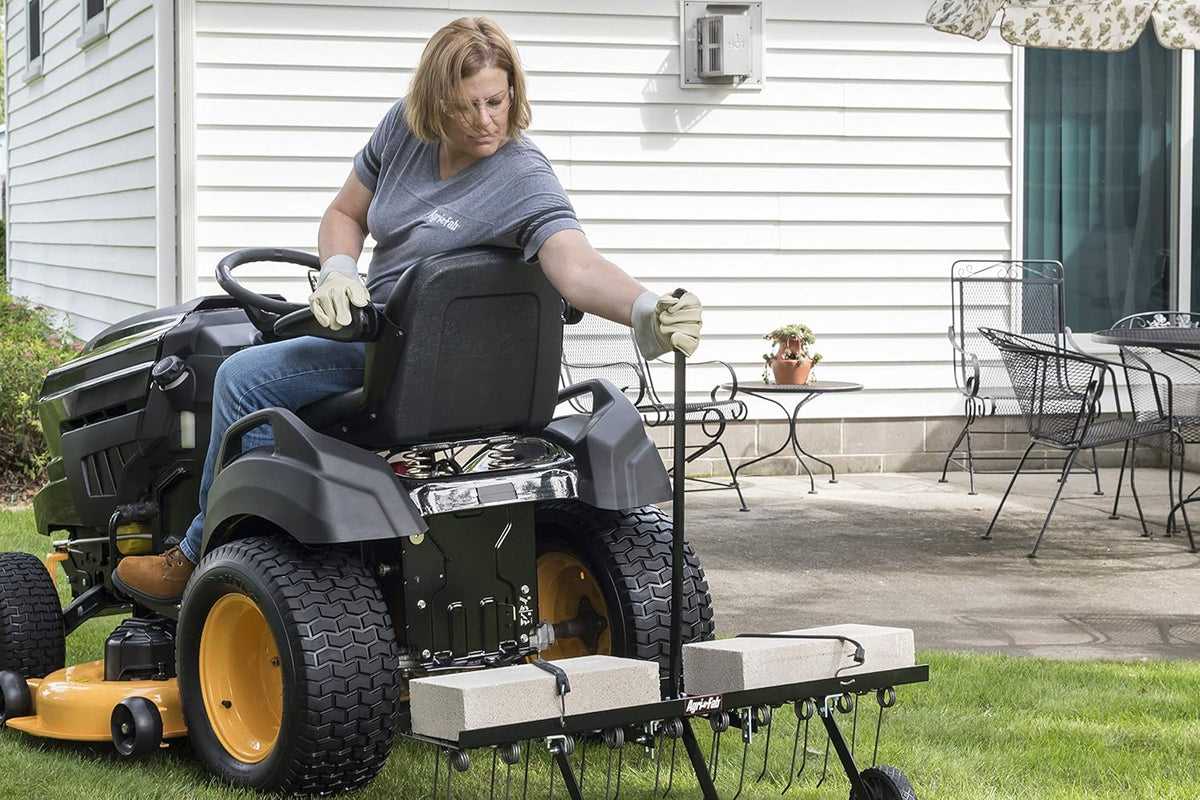 48 Tow Behind Lawn Plug Aerator with Universal Hitch; Designed to Pull Behind Lawn & Garden Tractors