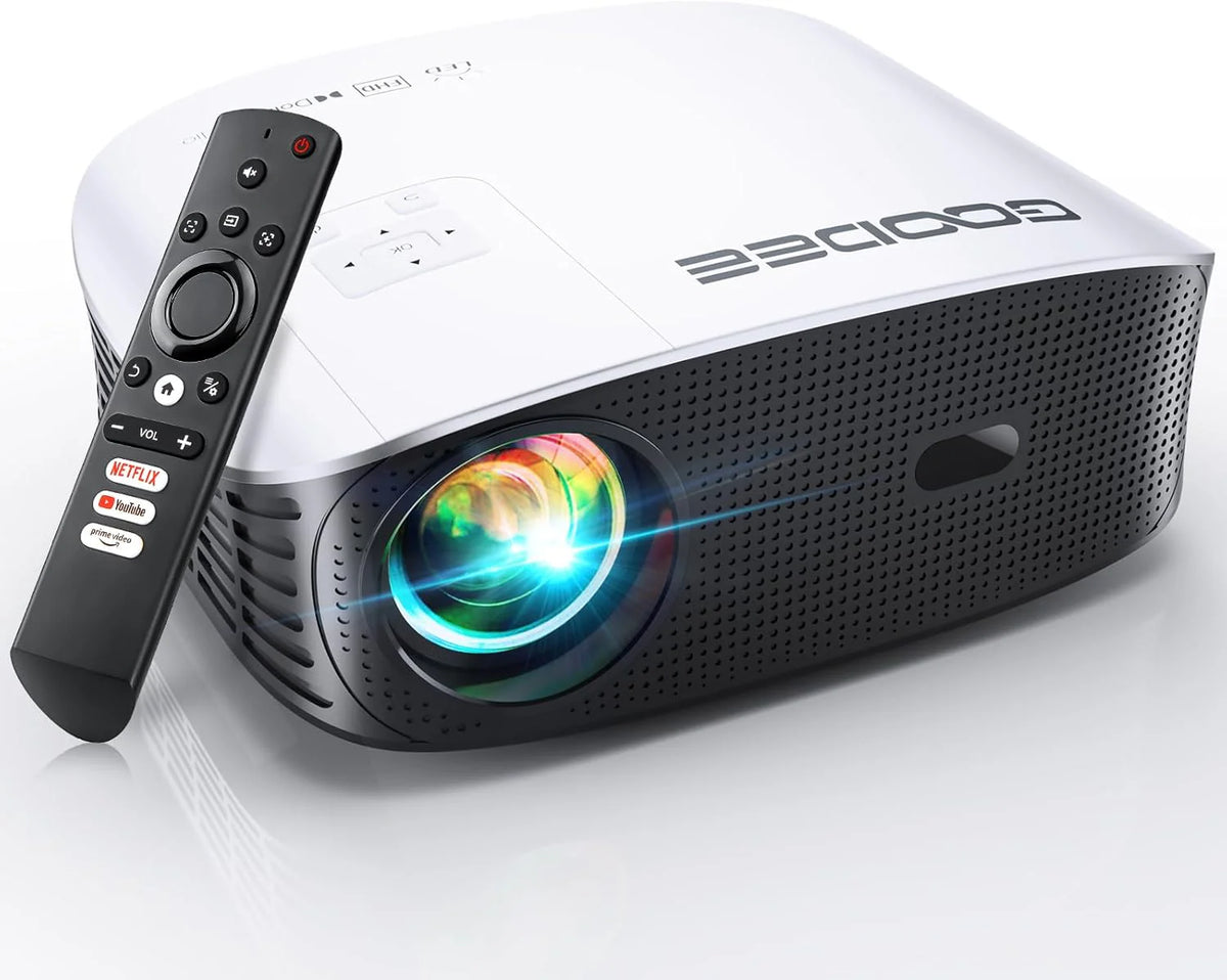 Intelligent 4K projector. equipped with 5G WIFI and Bluetooth functions. supports Dolby sound effect. outdoor projector. 400-inch zoom home theater projector. compatible with TV stick.