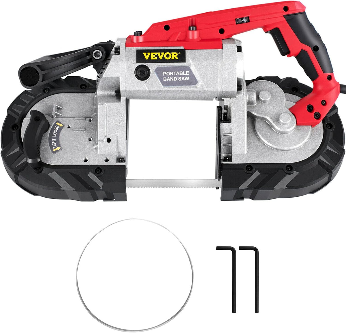Portable Band Saw. 110V Removable Alloy Steel Base Corded Band Saw. 5 Inch Cutting Capacity Hand held Band Saw.Variable Speed Portable Bandsaw. 10Amp Motor Deep Cut Band saw for Metal Wood