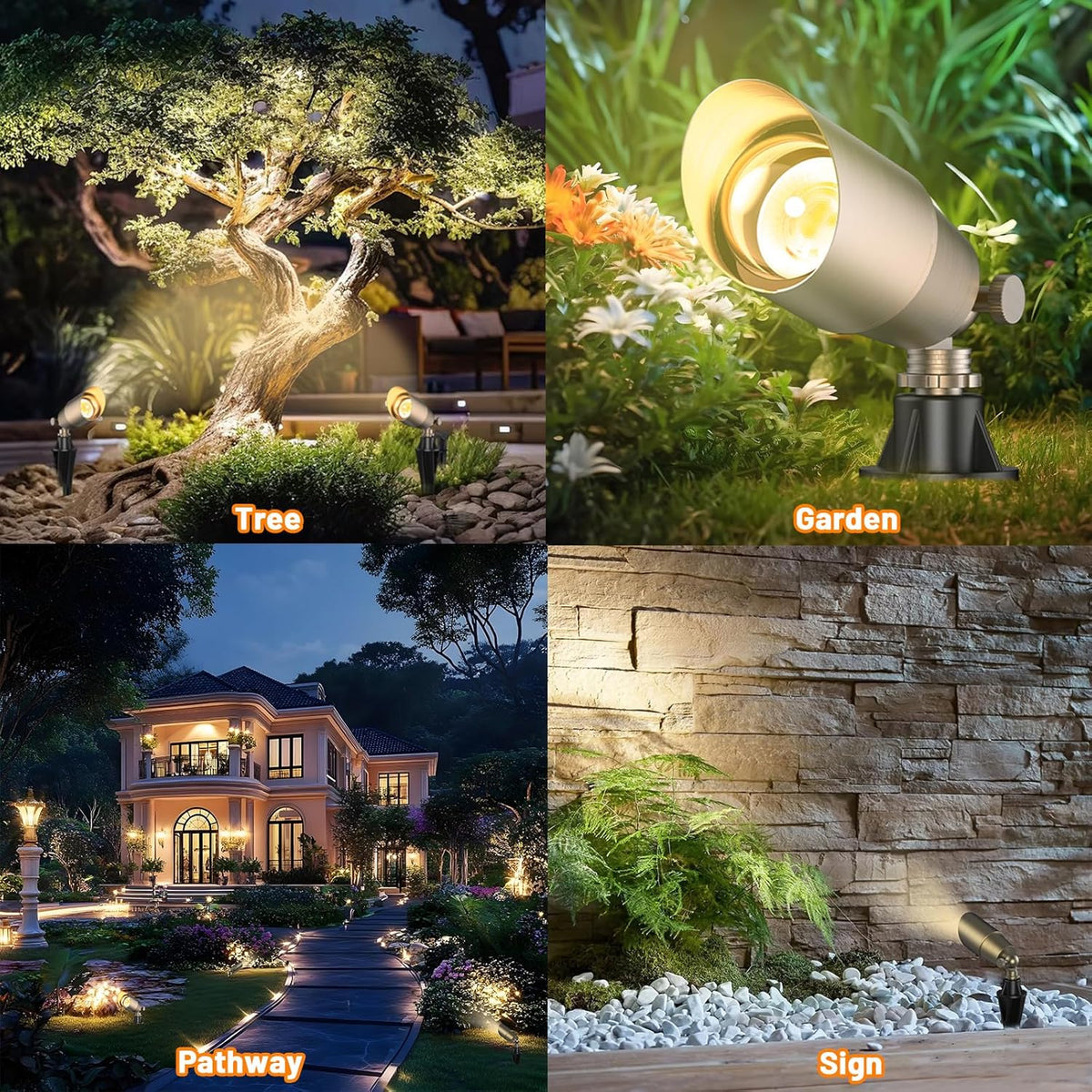 Solid Brass Outdoor Uplights & Accent Light Fixtures. Heavy Duty 12V Low Voltage LED Landscape Lighting Bronze. Wired Spotlights for Garden.Lawn.Patio and Yard Without LED Bulb (12 Pack)