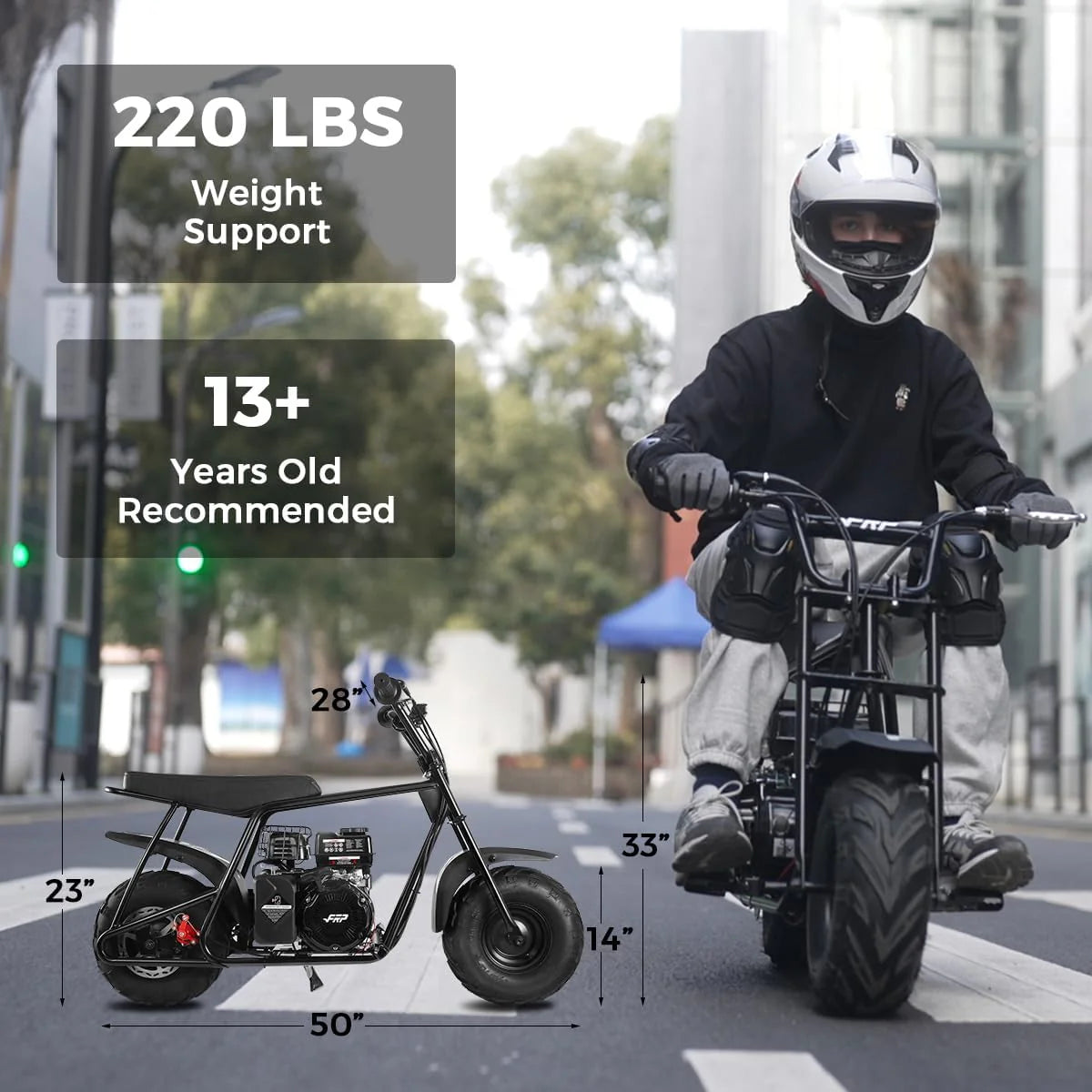 Mini Dirt Bike GMB100. 99 CC Gas Powered Mini Bike 4 Stroke 3HP. Off Road Mini Bikes for Kids and Adult. Trail Bike Up to 24 Mph. Weight Support Up to 185 LBS (Black)