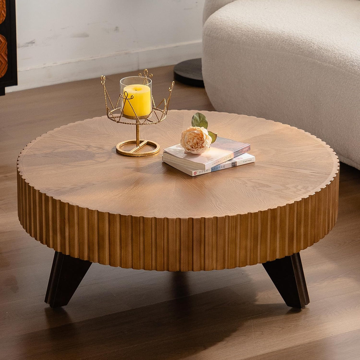 35 Contemporary Round Coffee Table. Coffee Tables Blending Traditional Decor. Solid Wood Center Table for Living Room. Natural