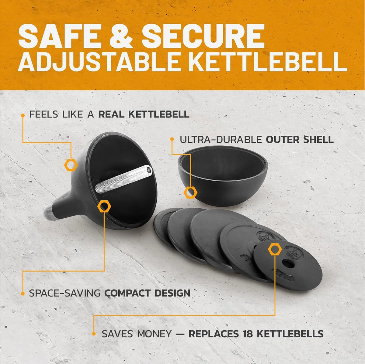 Adjustable Kettlebell Set [Bells of Steel] Kettle Bell Weight Set. Steel Shell. Internally-Loaded for Full Body Workouts. Competition Standard 35mm Handle. 12-20.5kg