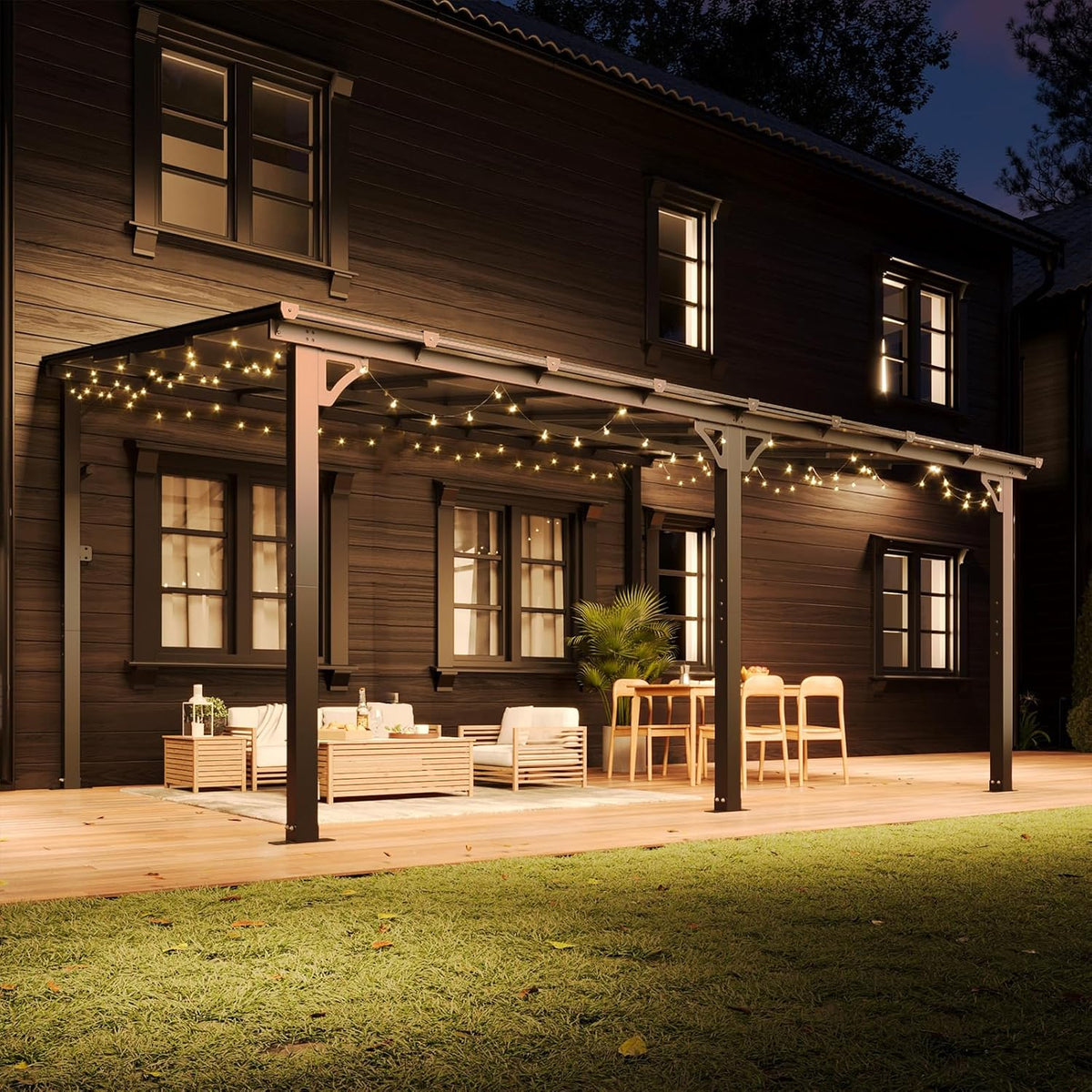10' x 12' Gazebo for Patio. Gazebo Pergola with Sloped Roof. Large Wall-Mounted Heavy Duty Awnings. for Backyard. Deck. Patio