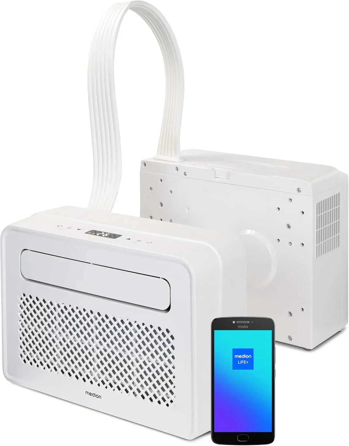 MEDION Smart Climatiseur Split P502 (5000 BTU. 3-en-1. Refroidir. Déshumidification. Ventilation. pour caravane. camping-car. kit de joint de fenêtre.