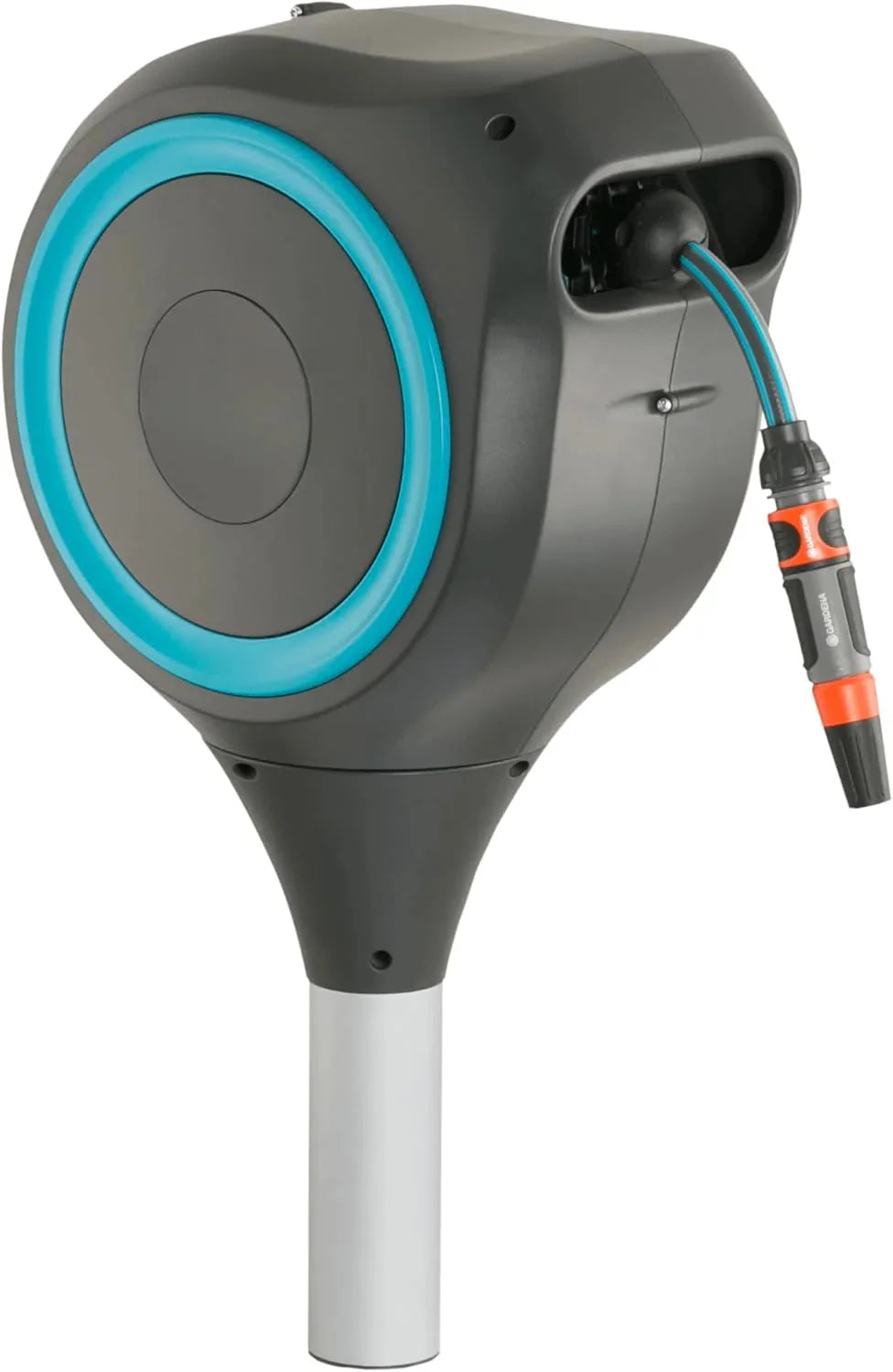 66' x 1/2 Automatic Retractable Garden Hose Reel on Metal Spike. 66' Outside Garden Hose Length. with 360掳 Rotation to Reach All Areas of Your Yard