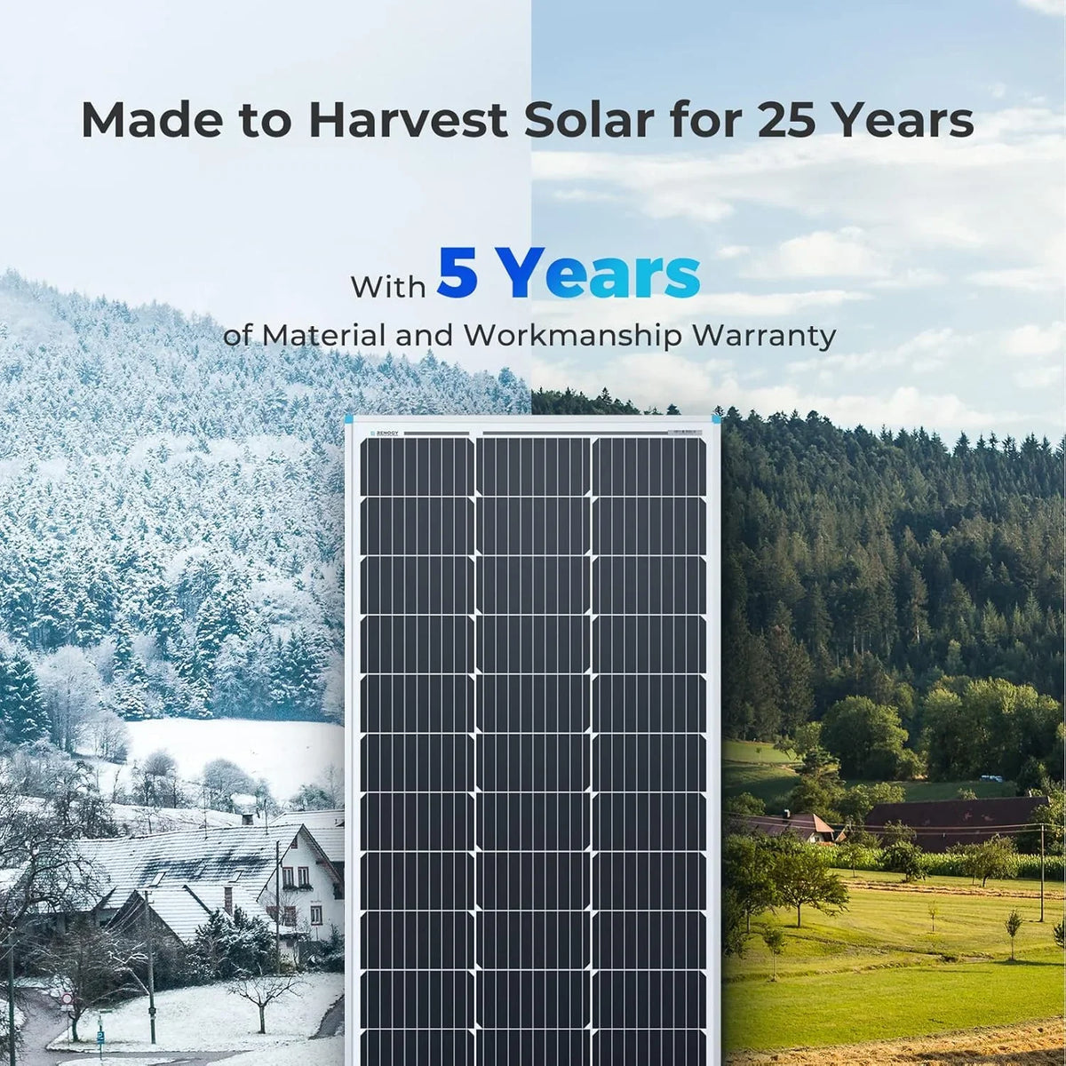 Solar Panel 100 Watt 12 Volt. High-Efficiency Monocrystalline PV Module Power Charger for RV Marine Rooftop Farm Battery and Other Off-Grid Applications. RNG-100D-SS. Single 100W