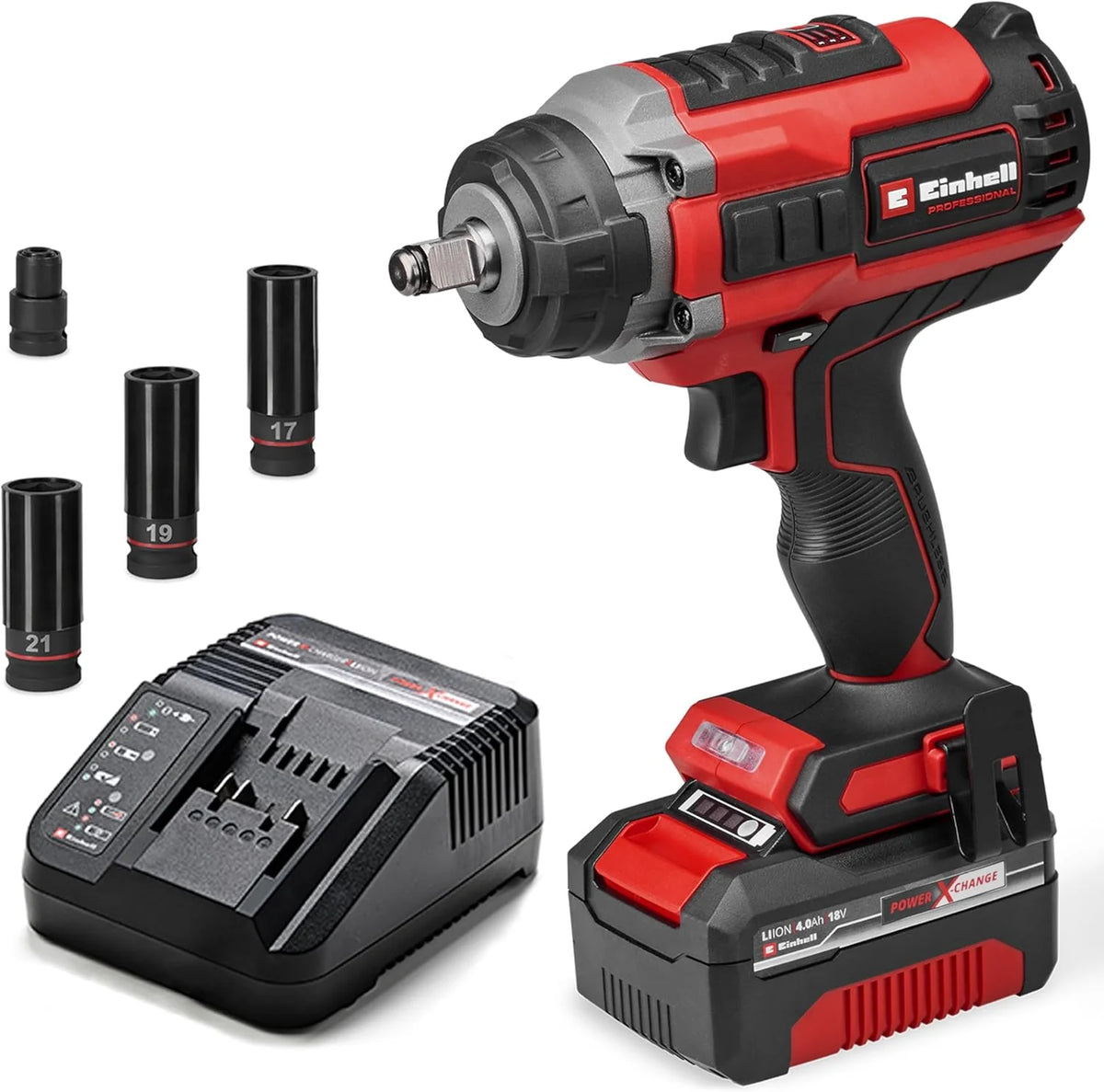 Einhell Professional Akku-Schlagschrauber IMPAXXO 18/450 (1x4.0Ah) Power X-Change (18 V. 450 Nm. Brushless. Außenvierkant-Aufnahme. inkl. 4 Ah Akku.