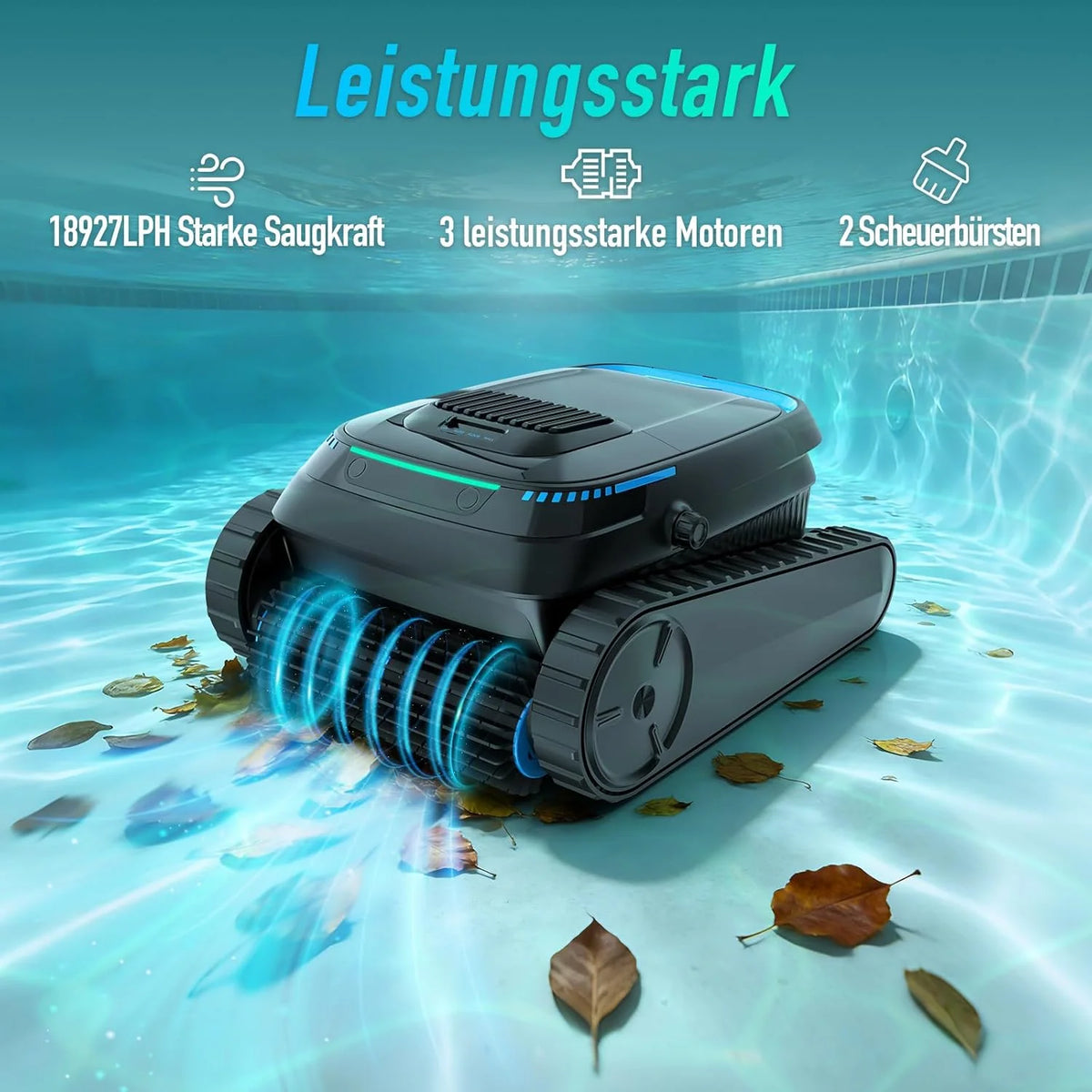(2026 Neu) PC10 Poolroboter. Poolsauger Akku Kabelloser. Poolroboter Boden und Wand. Wasserlinie. 18927 LPH. Intelligenten Navigation. Wandklettern.