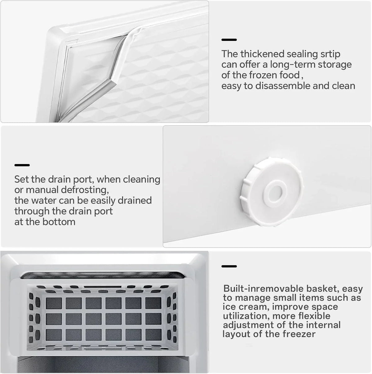 3.5 Cubic Feet Chest Freezer with 2 Removable Baskets Free Standing Top Open Door Compact Freezer with Adjustable Temperature for Home/Kitchen/Office/Bar (3.5 Cubic Feet. White)