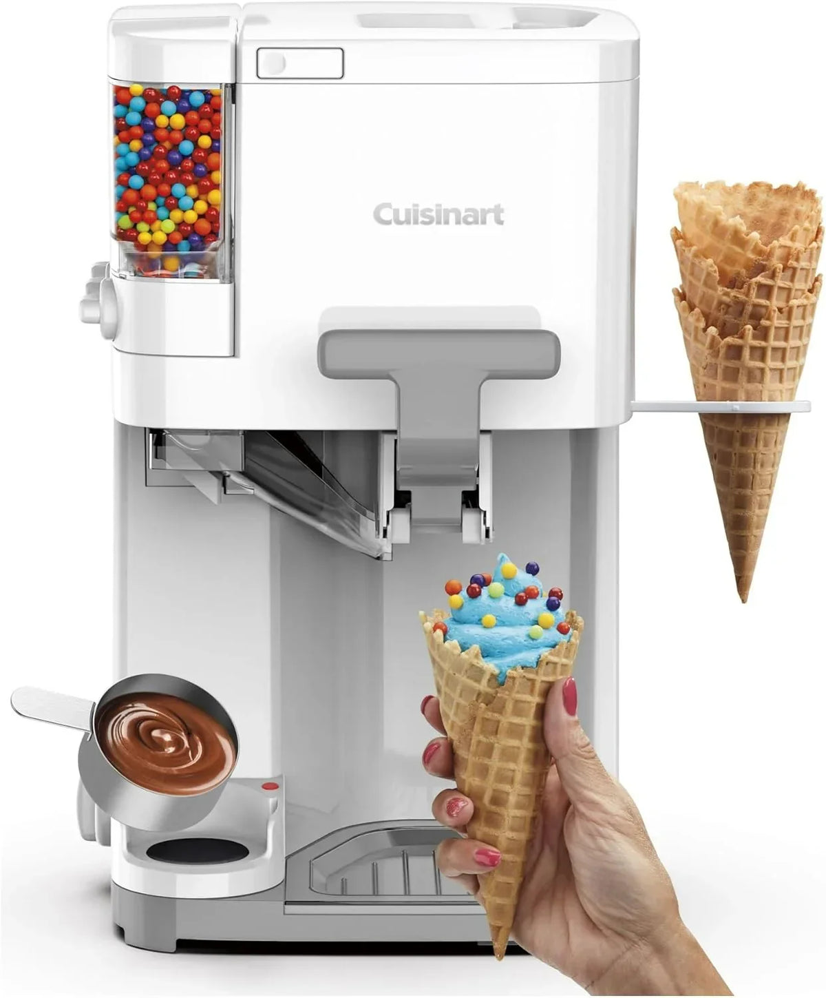 1.5 Qt Soft Serve Ice Cream Machine – 3 Built-In Mix-In Dispensers with Warming Plate