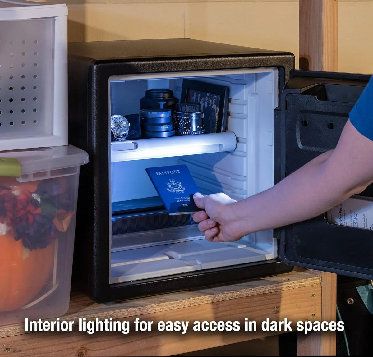 1.23 Cu Ft Waterproof and Fireproof Digital Safe Box. Alloy Steel Security Safe for Home and Office