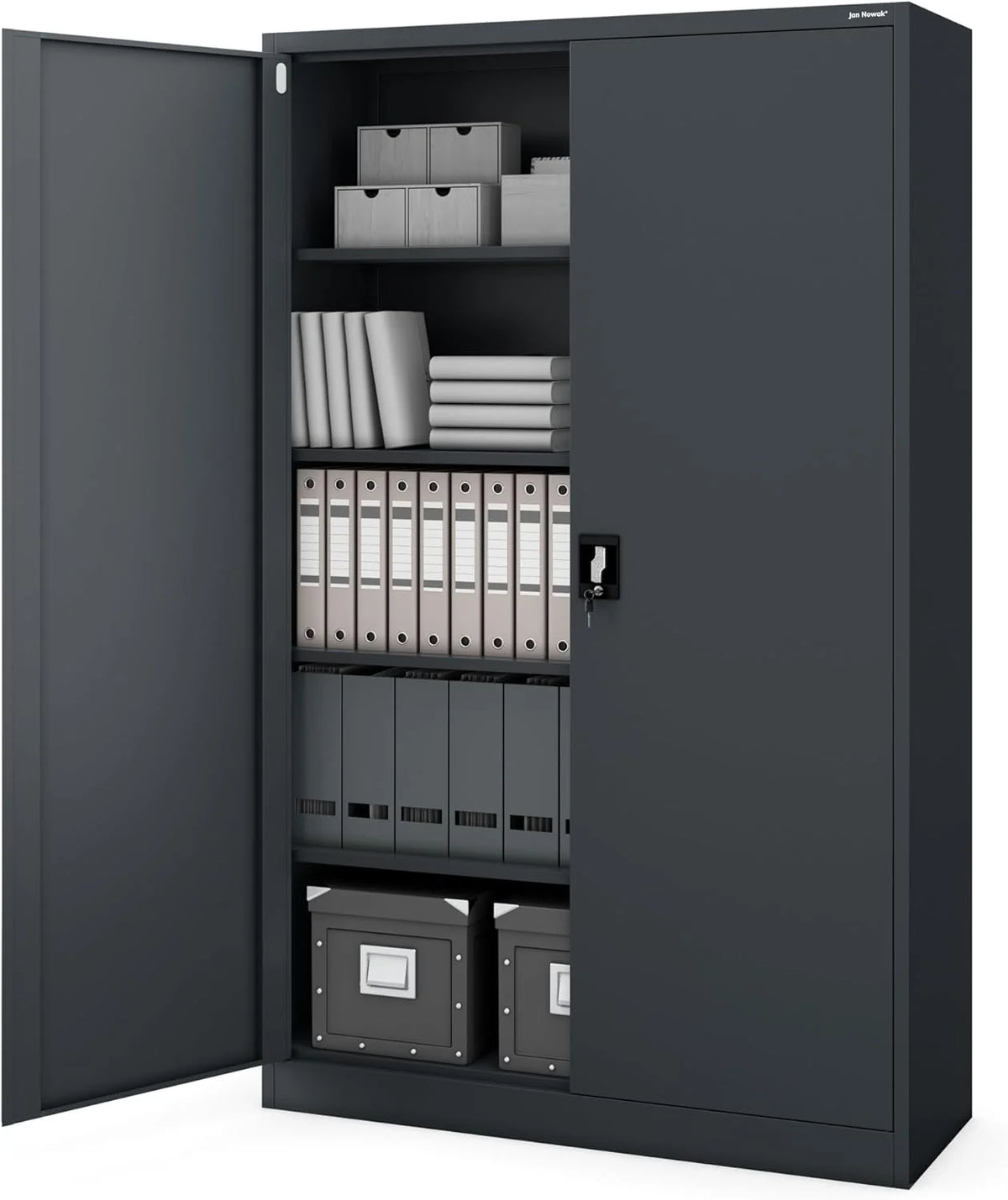Jan Nowak Metallschrank Jan II 185 x 115 x 40 cm - Aktenschrank abschließbar mit 2 Türen. Mehrzweckschrank mit 5 Ebenen. Büroschrank aus Stahlschrank