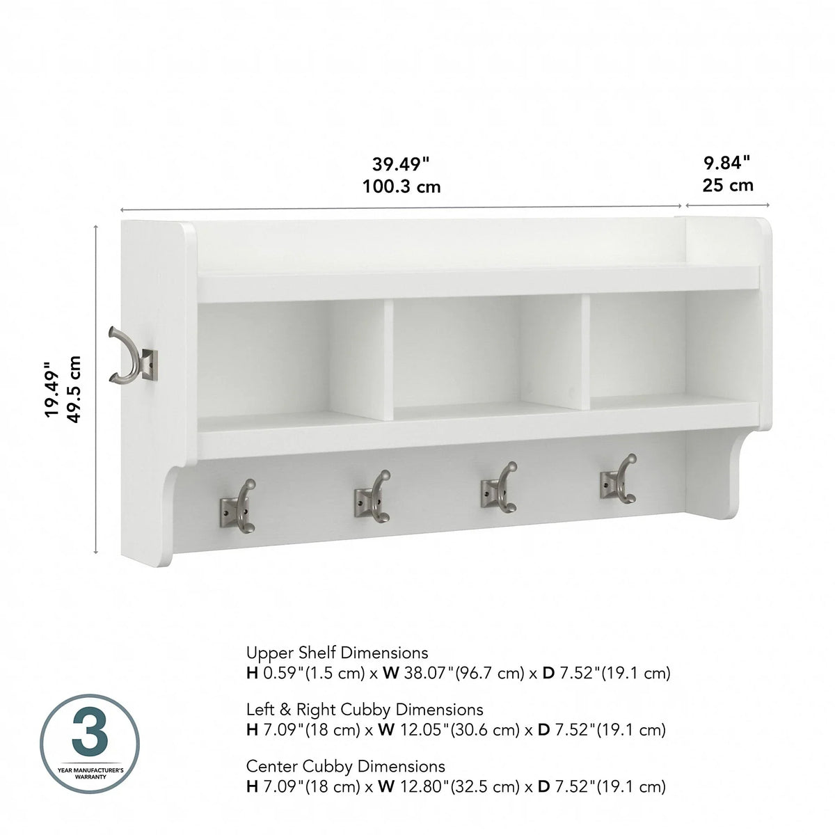 40 Inch Wall Mounted Coat Rack with Shelf. Wooden Entryway Storage and Hanging Organizer