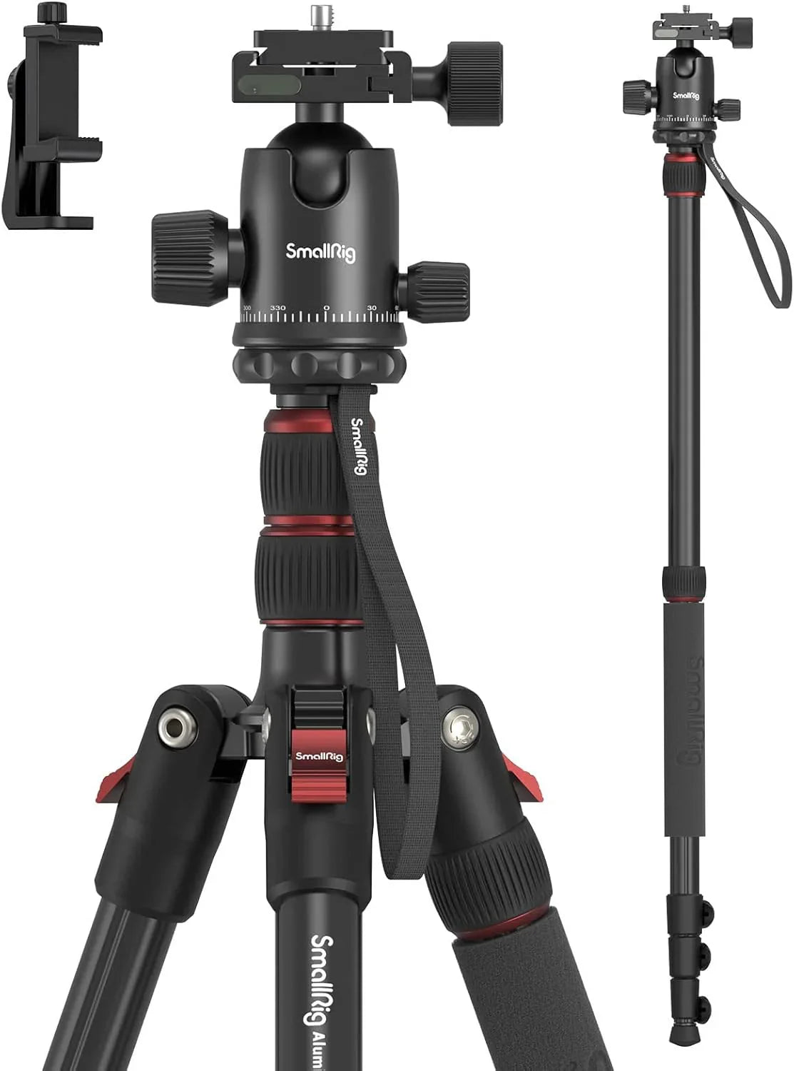 71 Foldable Aluminum Camera Tripod and Monopod. Adjustable Photography Tripod Stand for Cameras and Video