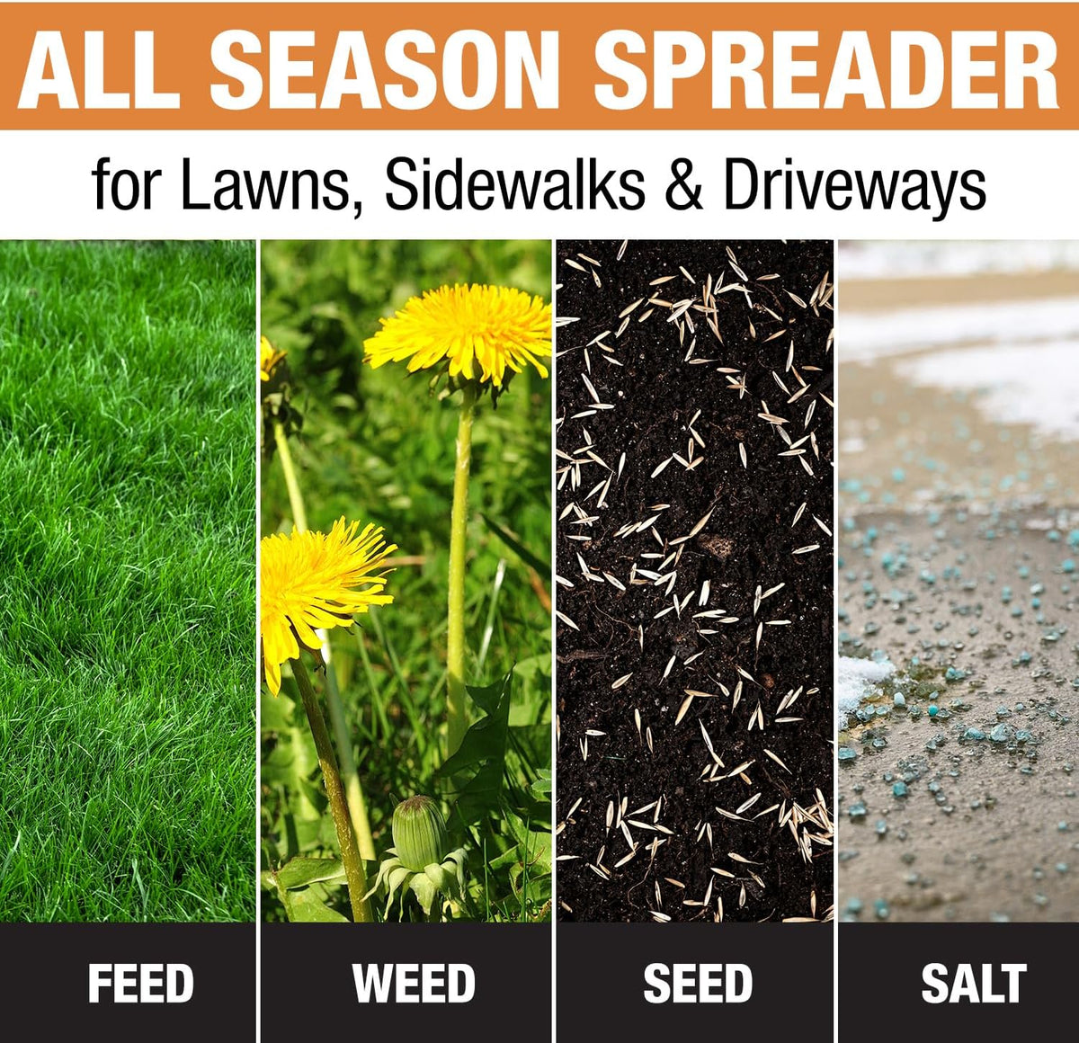 100-Lb. Walk-Behind Push Spreader for Grass Seed. Salt. De-Icer and Fertilizer