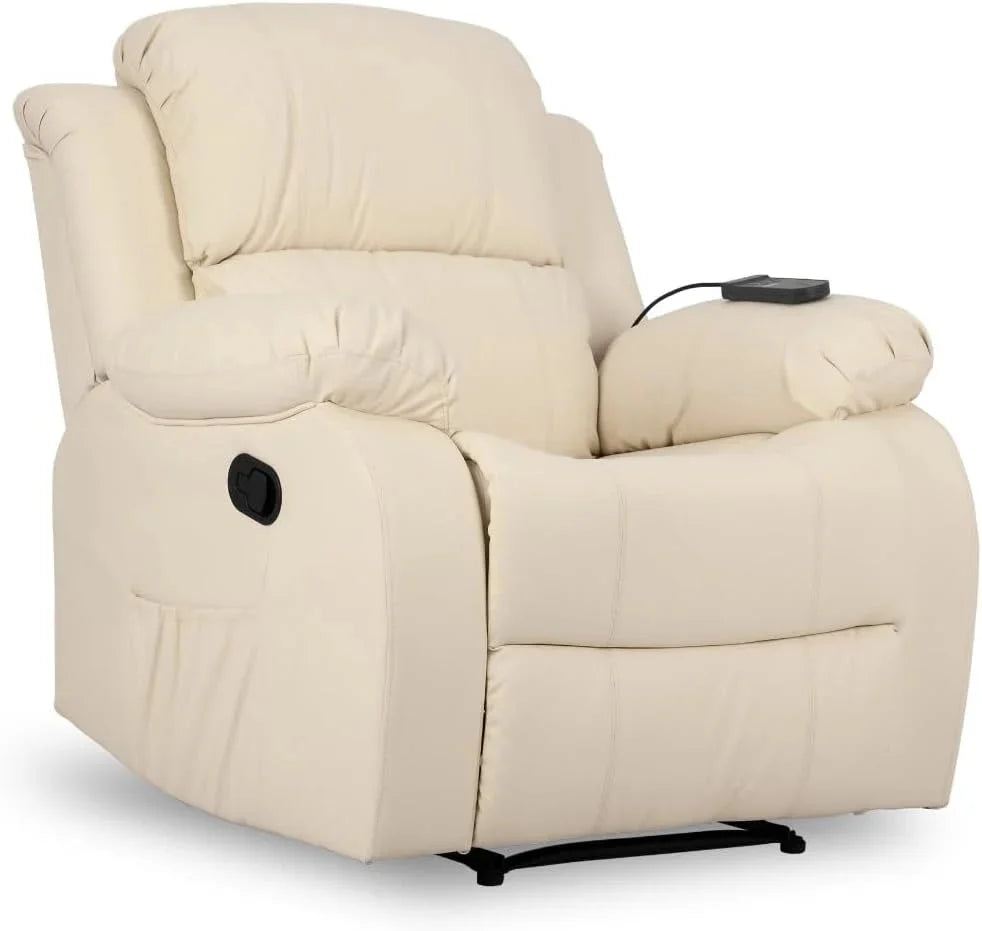 Don Descanso - Sillón Masaje Relax Calor Trevi Negro Reclinable 160o con 8 Motores Silenciosos. Calor Lumbar. Sist. Masaje 4 Zonas y Acabado en PU
