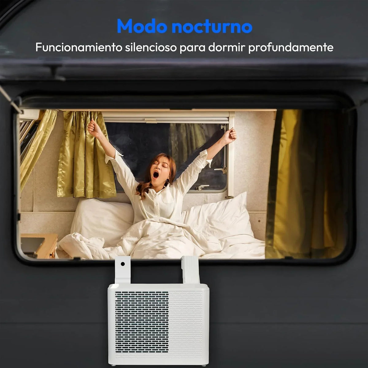 MEDION Smart Split Aire Acondicionado Caravana P502 (5000 BTU. 3 en 1. Refrigeración. Deshumidificación. Ventilador. hasta 12 m². ideal para caravanas