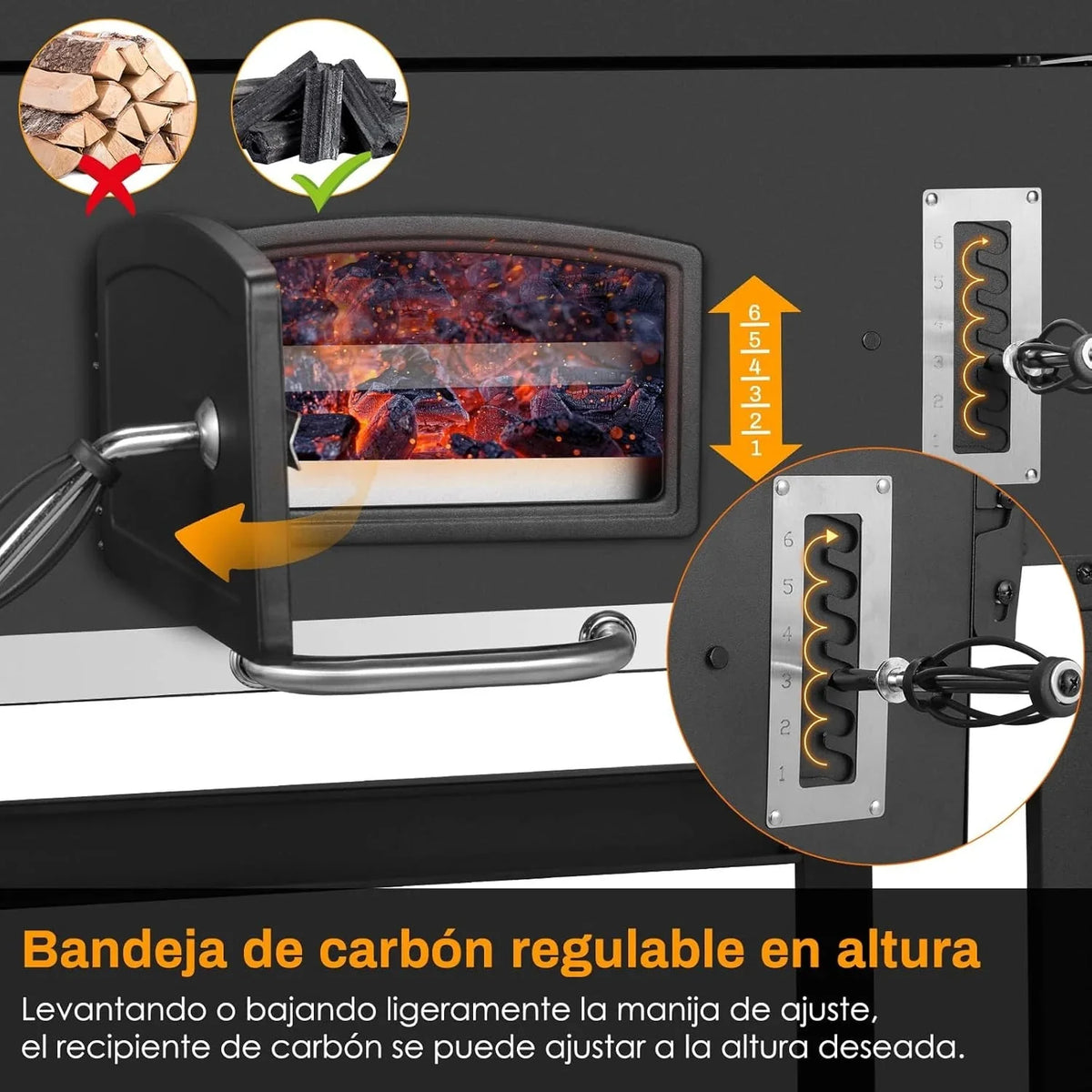 Barbacoa de Carbon XXL. Parrilla de Carbón con Chimenea y Tapa. Parrilla con Carrito BBQ Smoker con Ruedas y Termómetro. Grande BBQ Carbon para