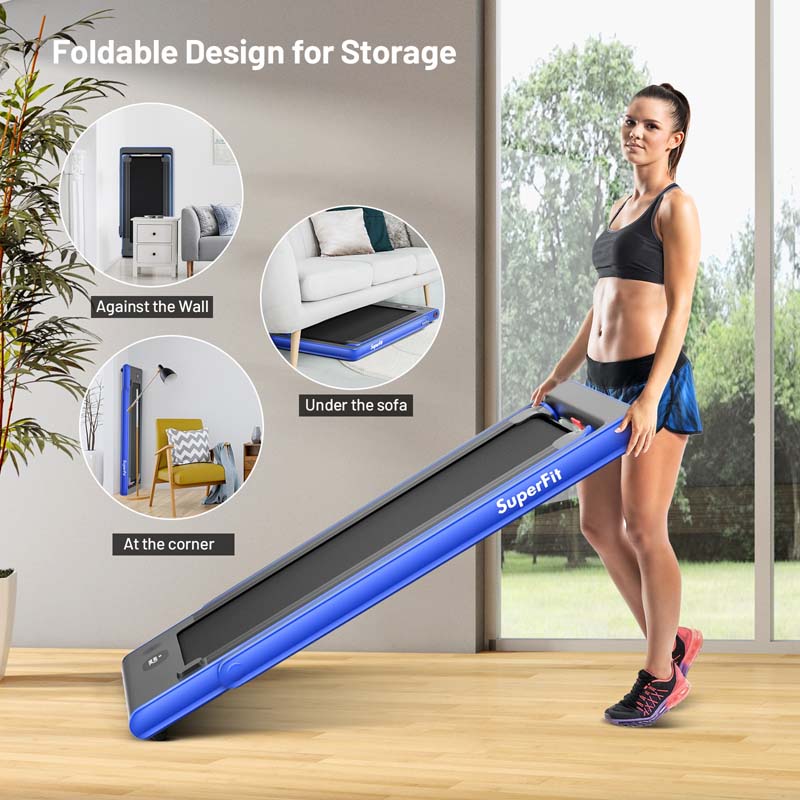 2-in-1 Folding Electric Treadmill. 2.25 HP. Under-Desk. with Dual Display and Smart App Control
