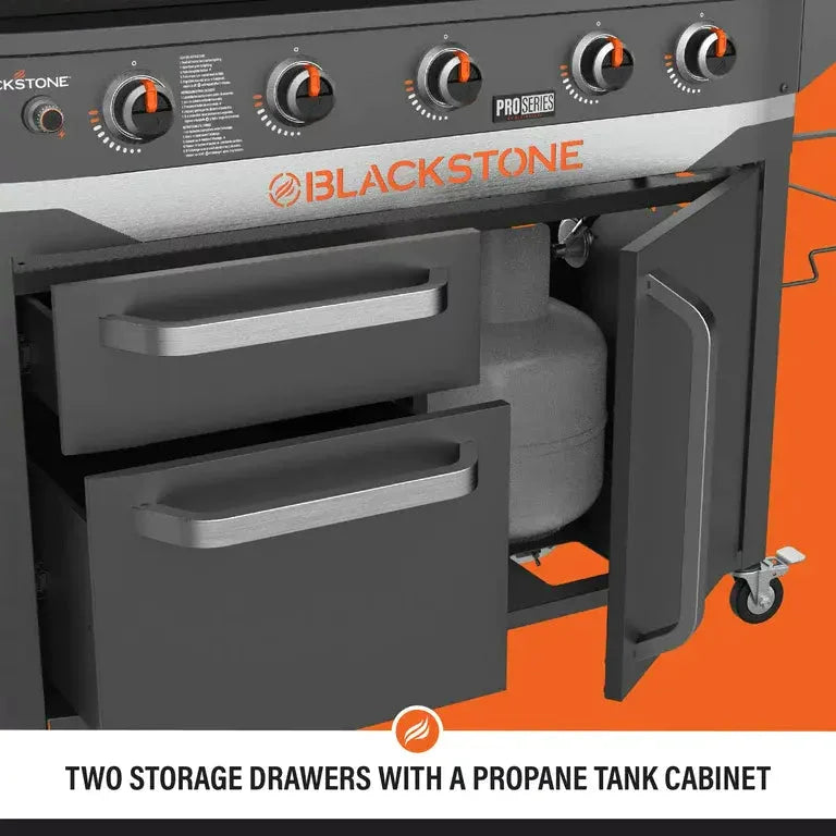 28 5-Burner Propane Griddle with Range Top – 72.000 BTU Outdoor Cooking Station