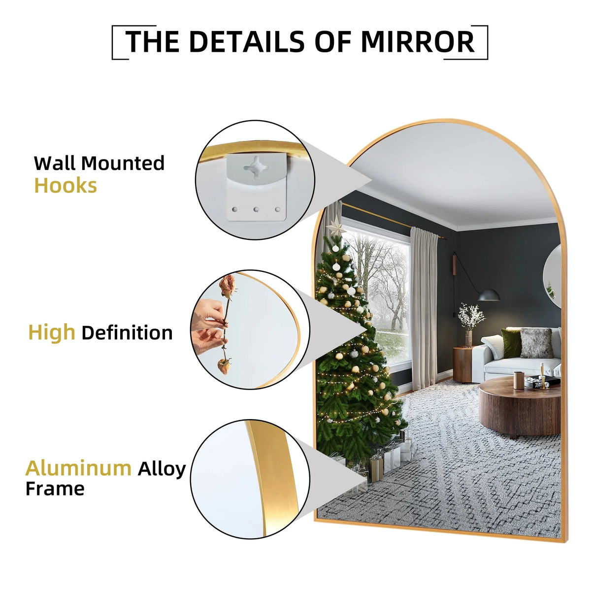 2 Pack 36x24 Inch Arched Bathroom Vanity Mirrors. Wall Mounted Decorative Mirrors for Bathroom and Bedroom